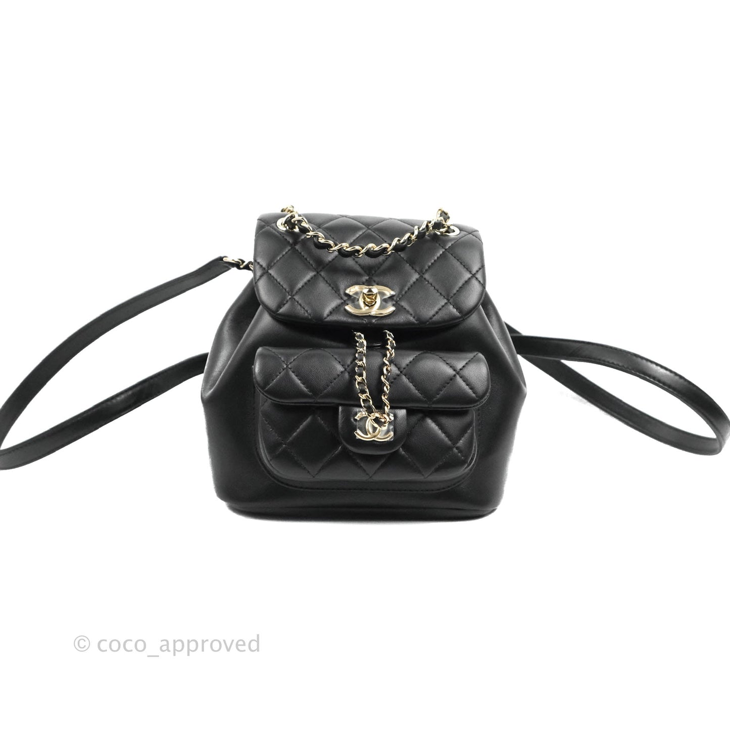 Chanel Quilted Small Duma Drawstring Backpack Black Lambskin 22A