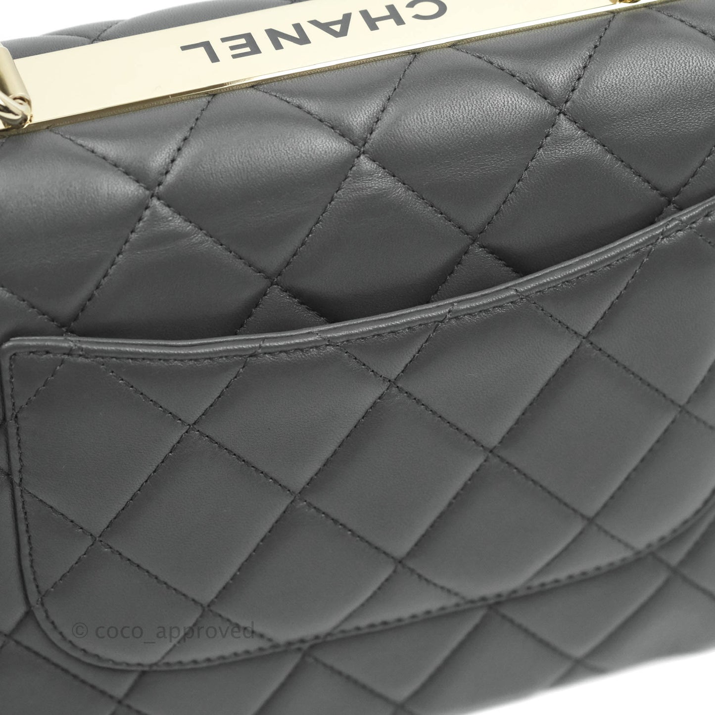 Chanel Small Quilted Trendy CC Dark Grey Lambskin Gold Hardware