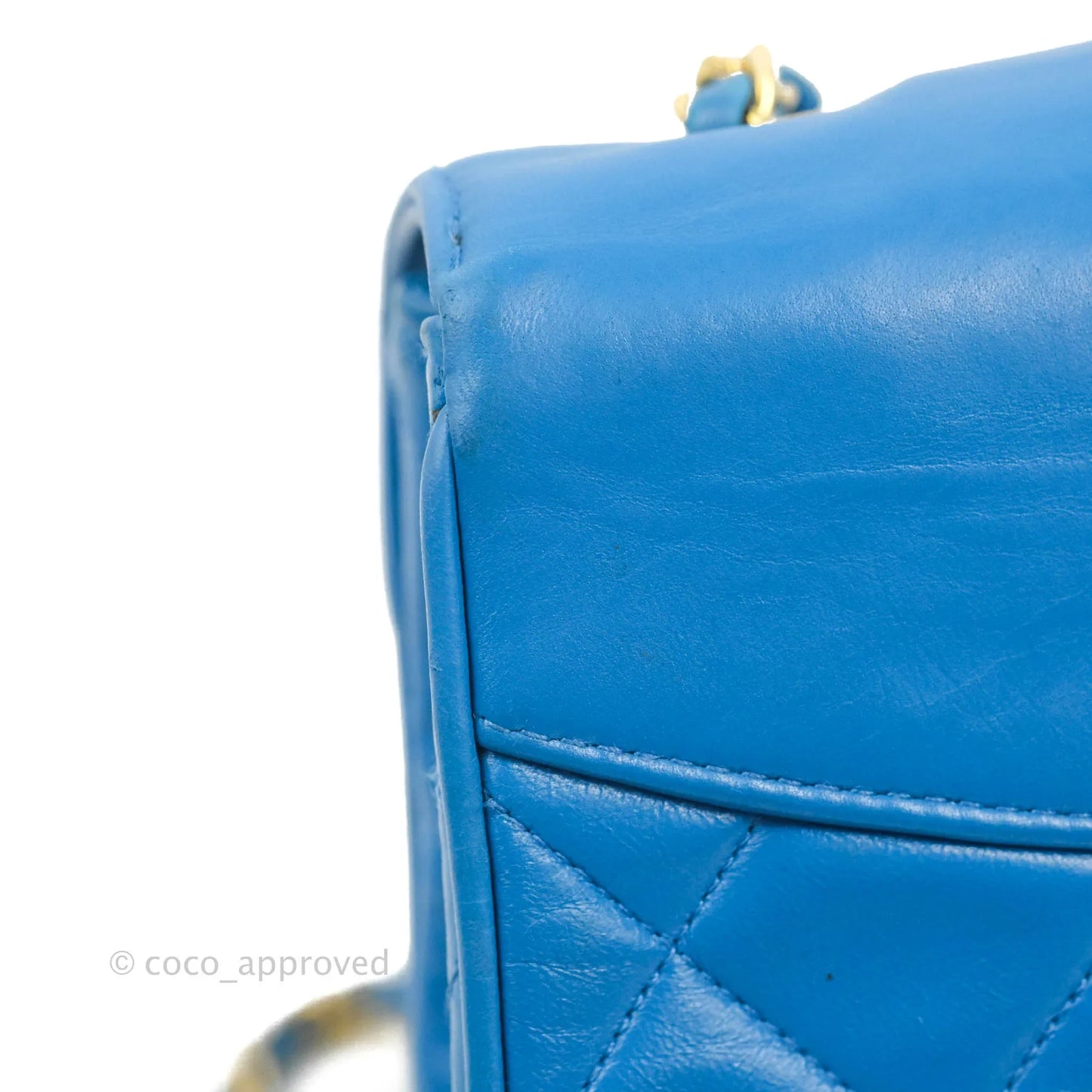 Chanel Vintage Trapezoid Flap Bag Blue Lambskin 24K Gold Hardware