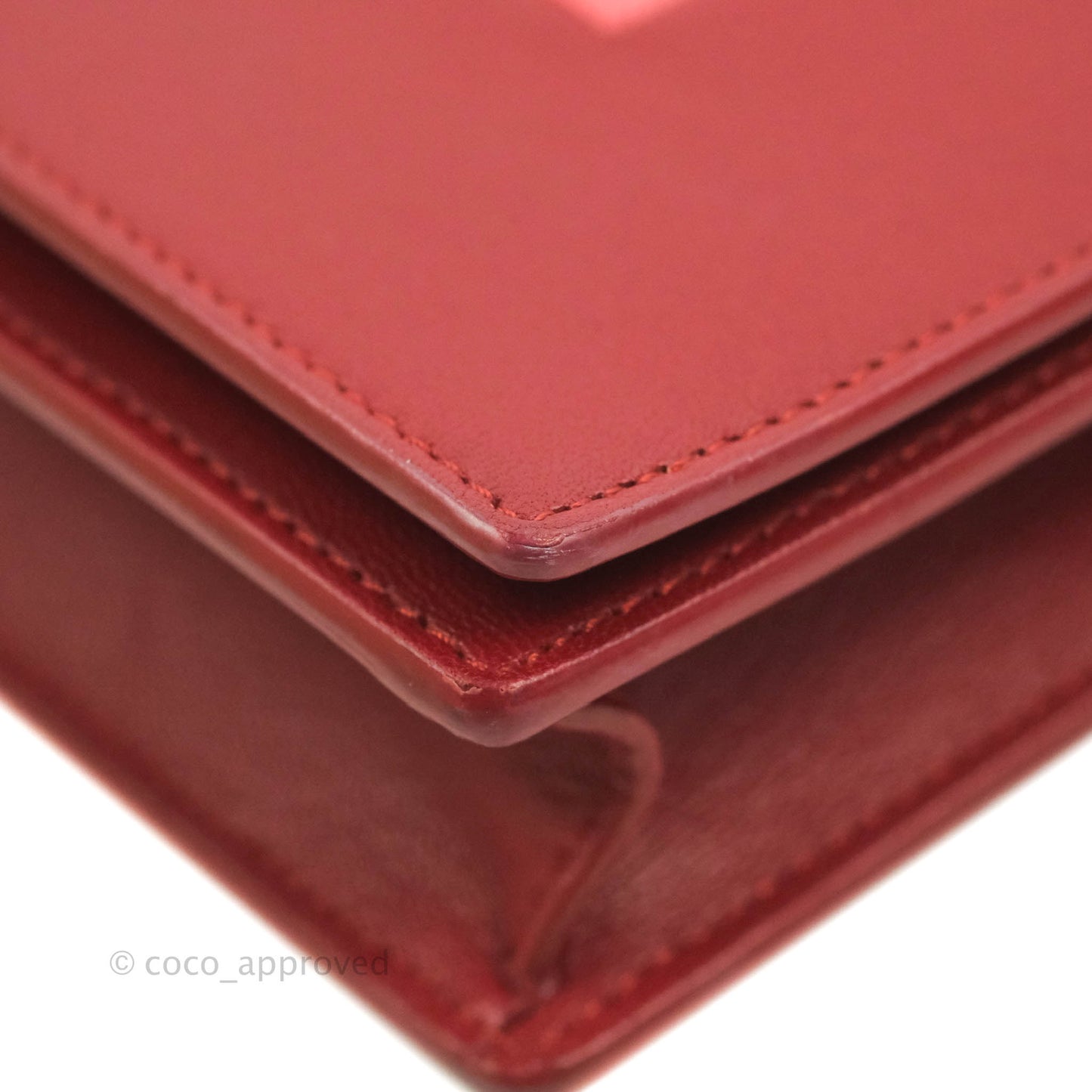 Celine Frame Evening Clutch On Chain Red Pink Smooth Lambskin Silver Hardware