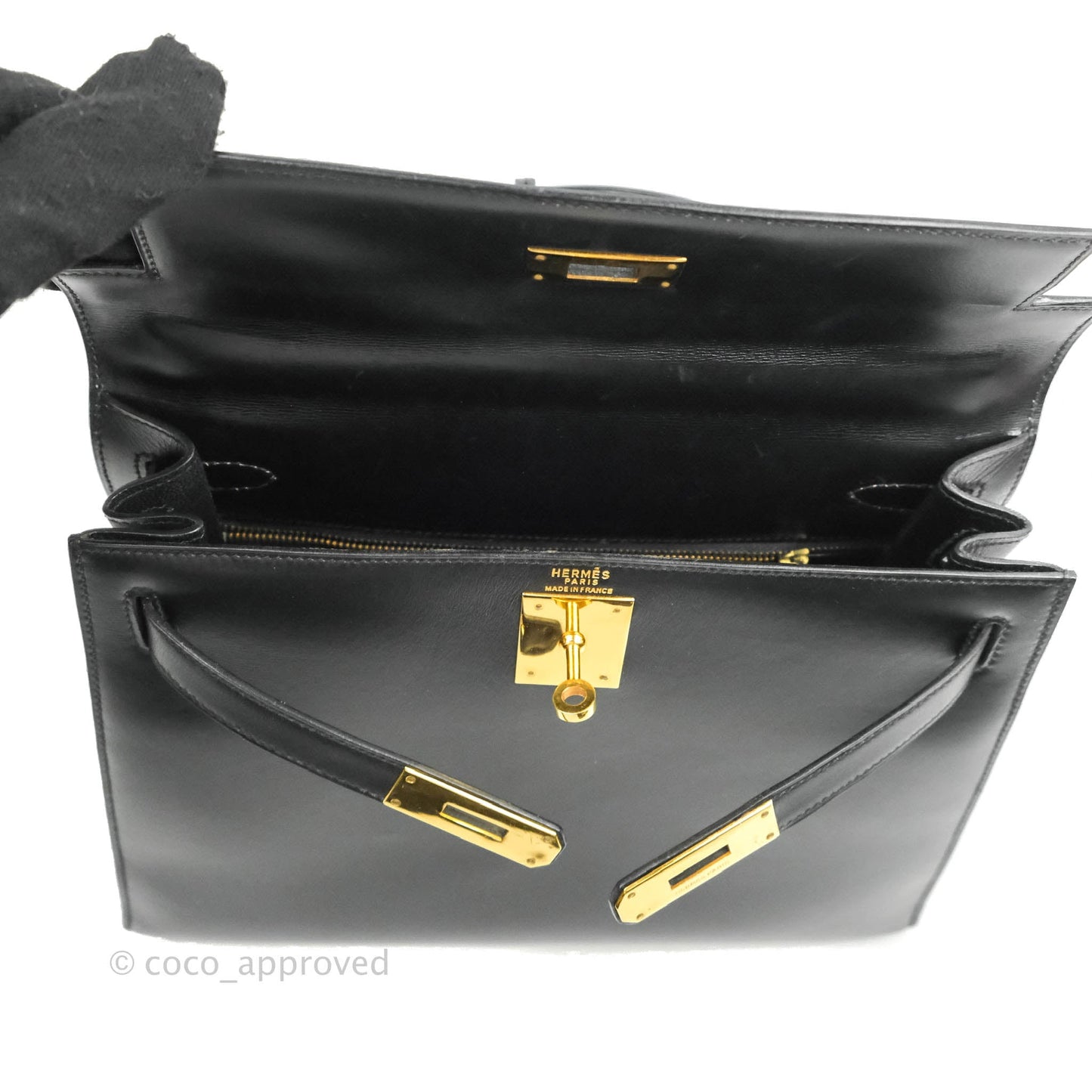 Hermès Kelly 28 Vintage Sellier Black Box Leather Gold Hardware