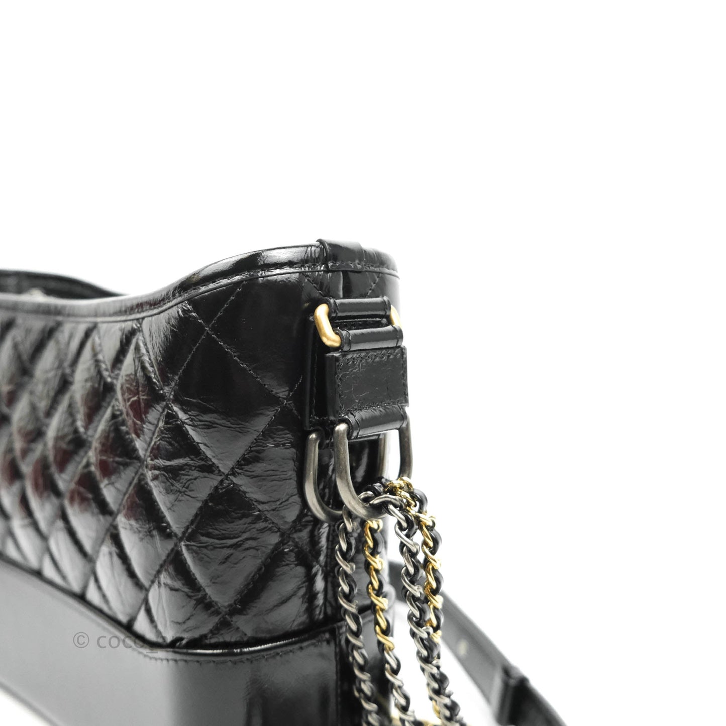 Chanel New Medium Gabrielle Hobo Black Shiny Aged Calfskin Mixed Hardware 20A