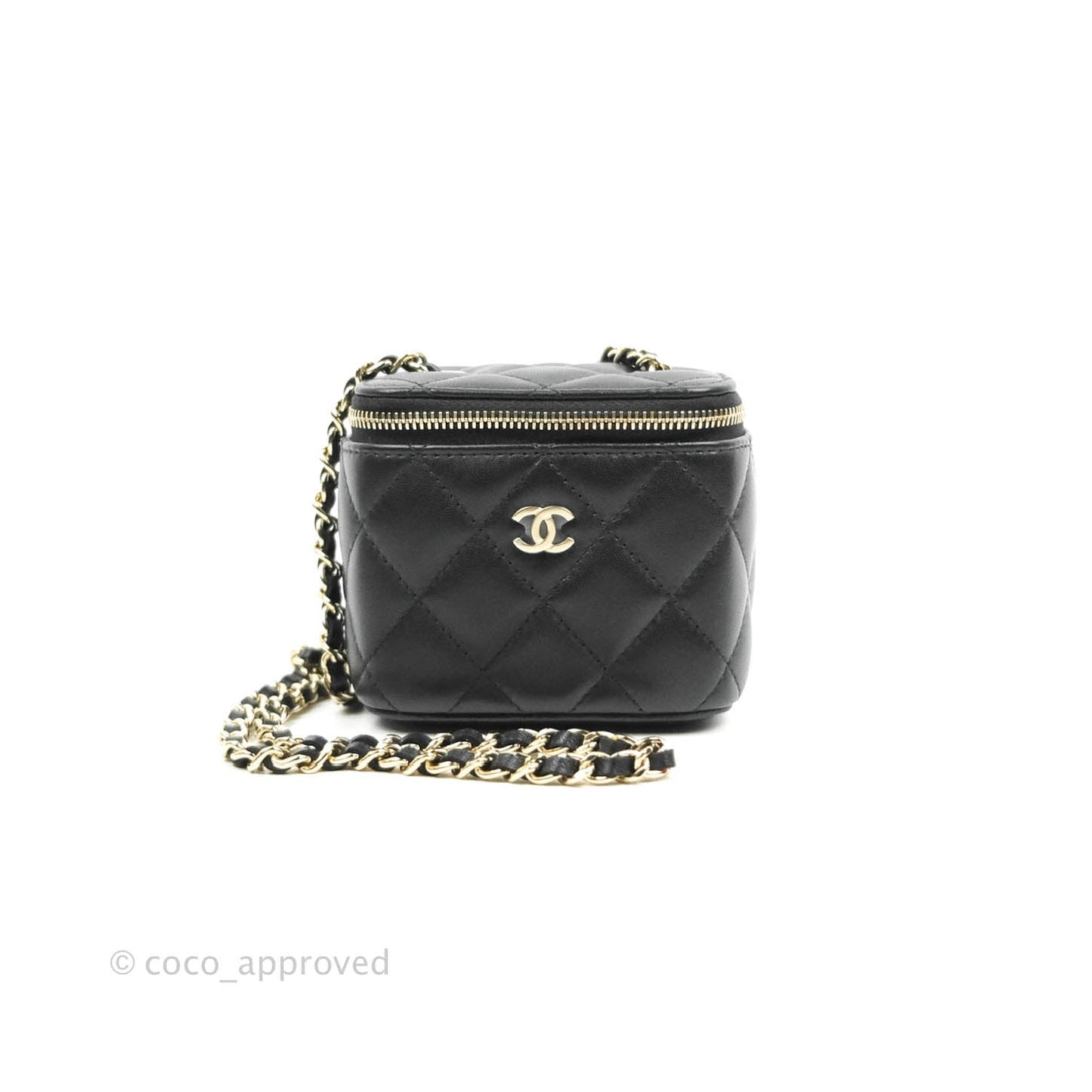 Chanel Mini Vanity With Chain Black Lambskin Gold Hardware