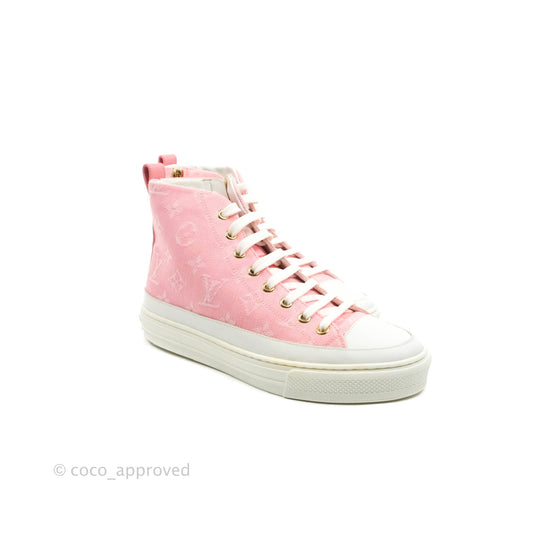 Louis Vuitton Denim Pink High Top Sneakers 36.5
