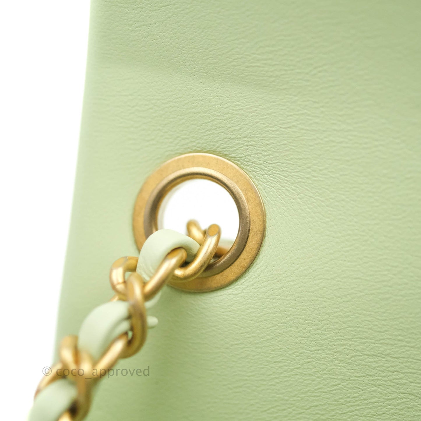 Chanel Pearl Crush Mini Square Quilted Avocado Green Lambskin Aged Gold Hardware