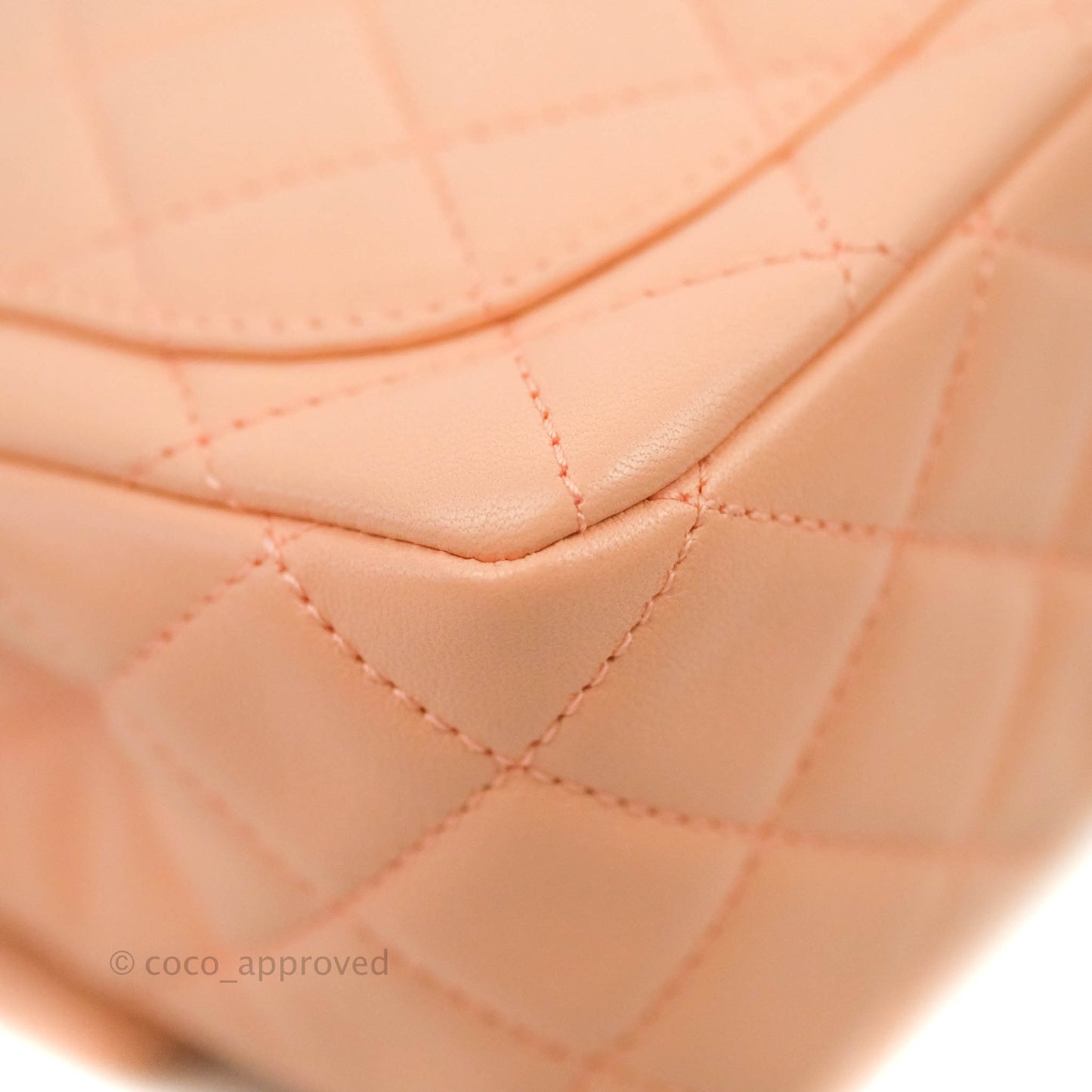 Chanel Pearl Crush Mini Square Quilted Peach Beige Lambskin Aged Gold Hardware
