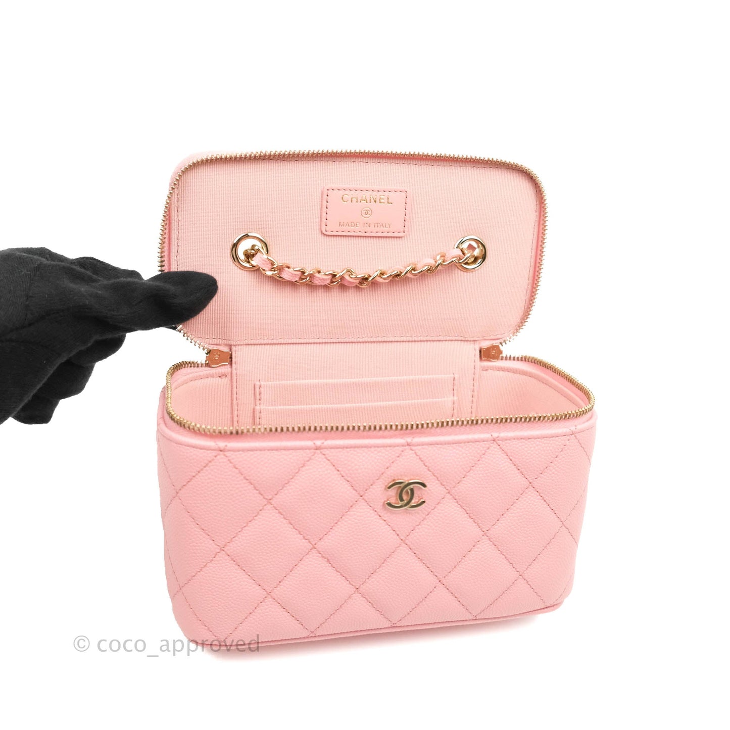 Chanel Classic Vanity with Chain Pink Caviar Gold Hardware