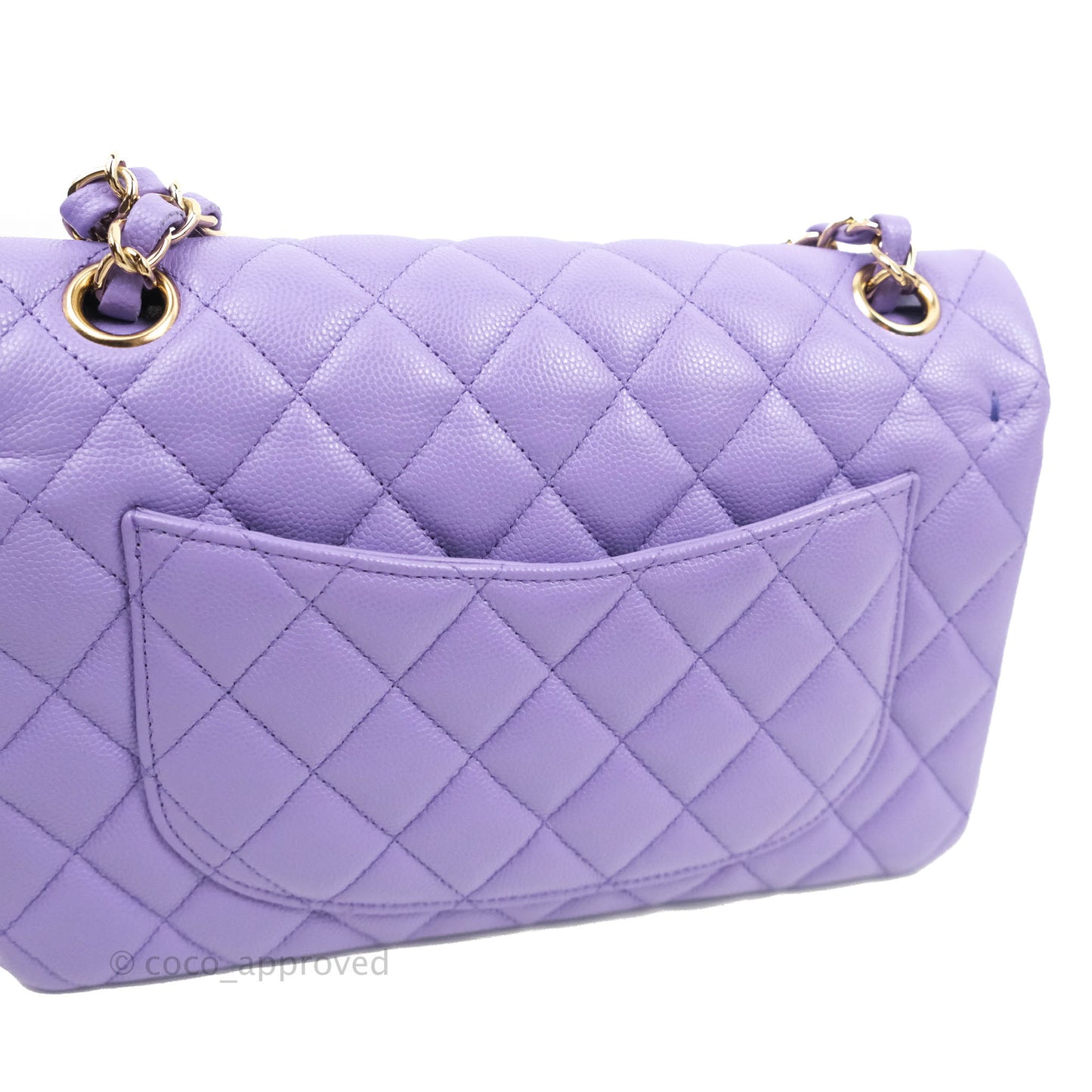 Chanel Small Classic Quilted Flap Purple Caviar Gold Hardware 20S