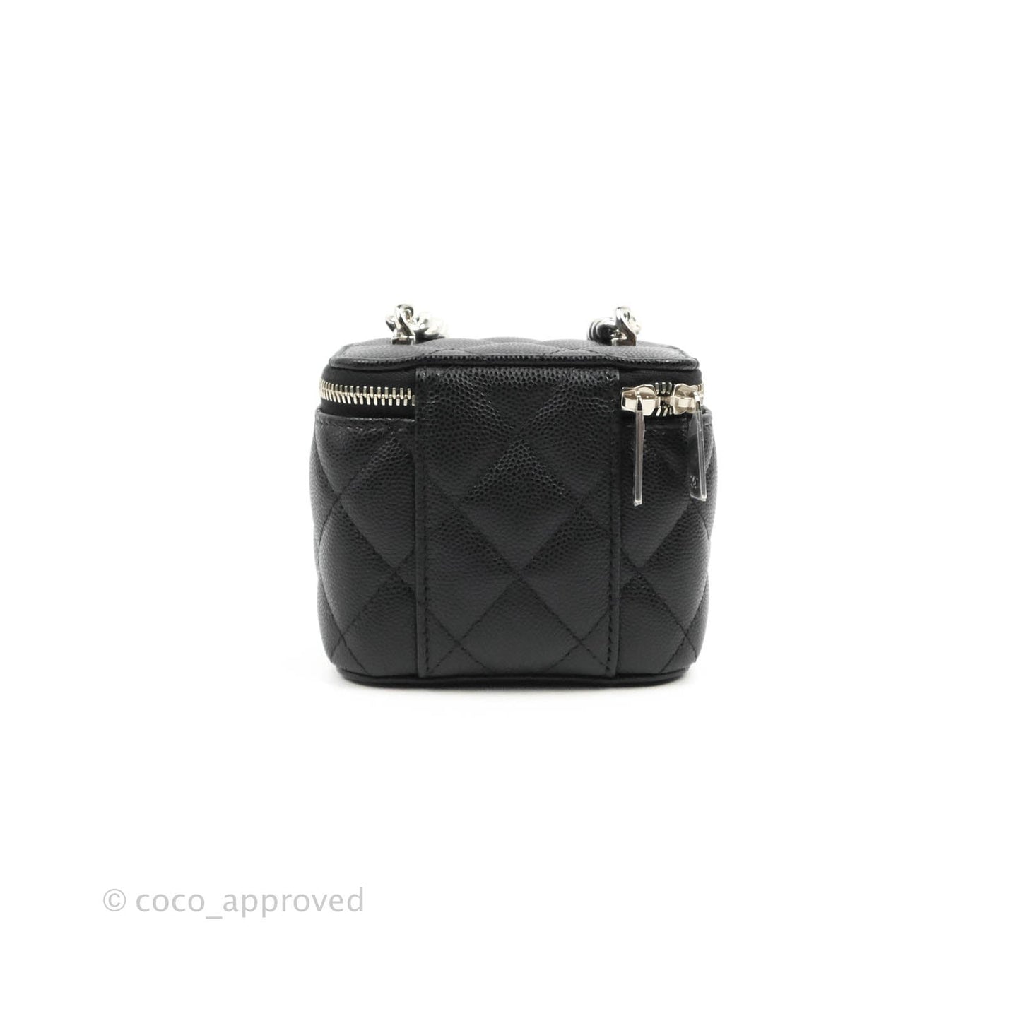 Chanel Mini Vanity With Coco Chain Black Caviar Silver Hardware