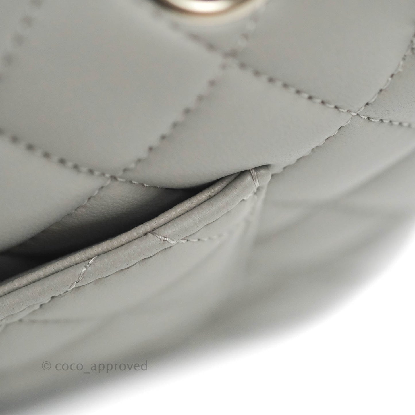 Chanel Small Classic Quilted Flap Grey Lambskin Silver Hardware