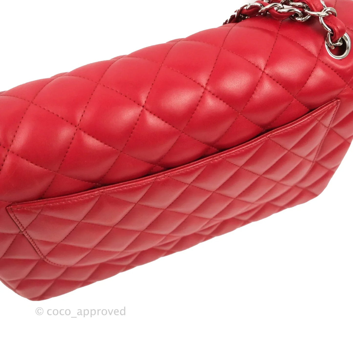 Chanel Jumbo Double Flap Red Lambskin Silver Hardware⁣⁣