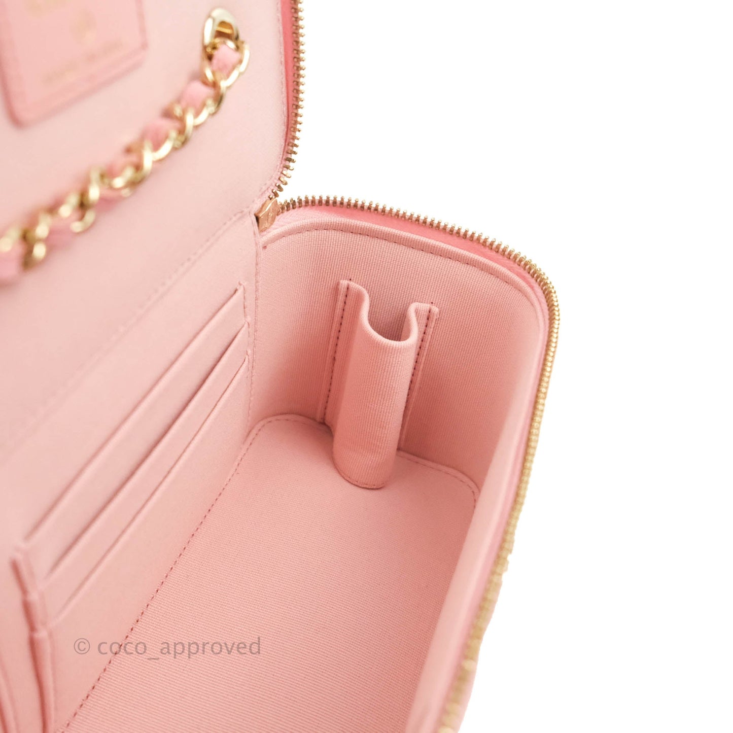 Chanel Classic Vanity with Chain Pink Caviar Gold Hardware