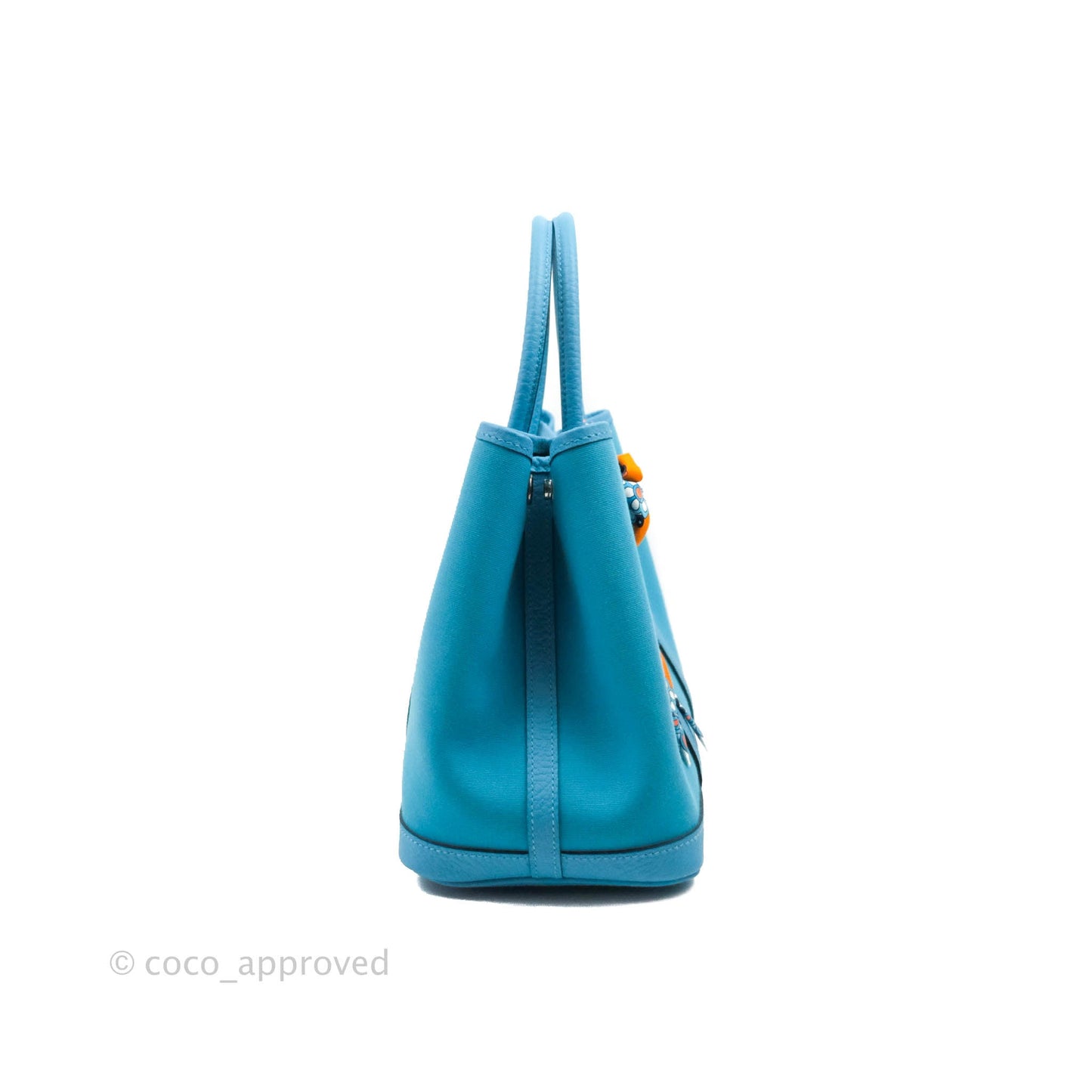 Hermès Garden Party 30 Canvas Bleu De Nord with Twilly