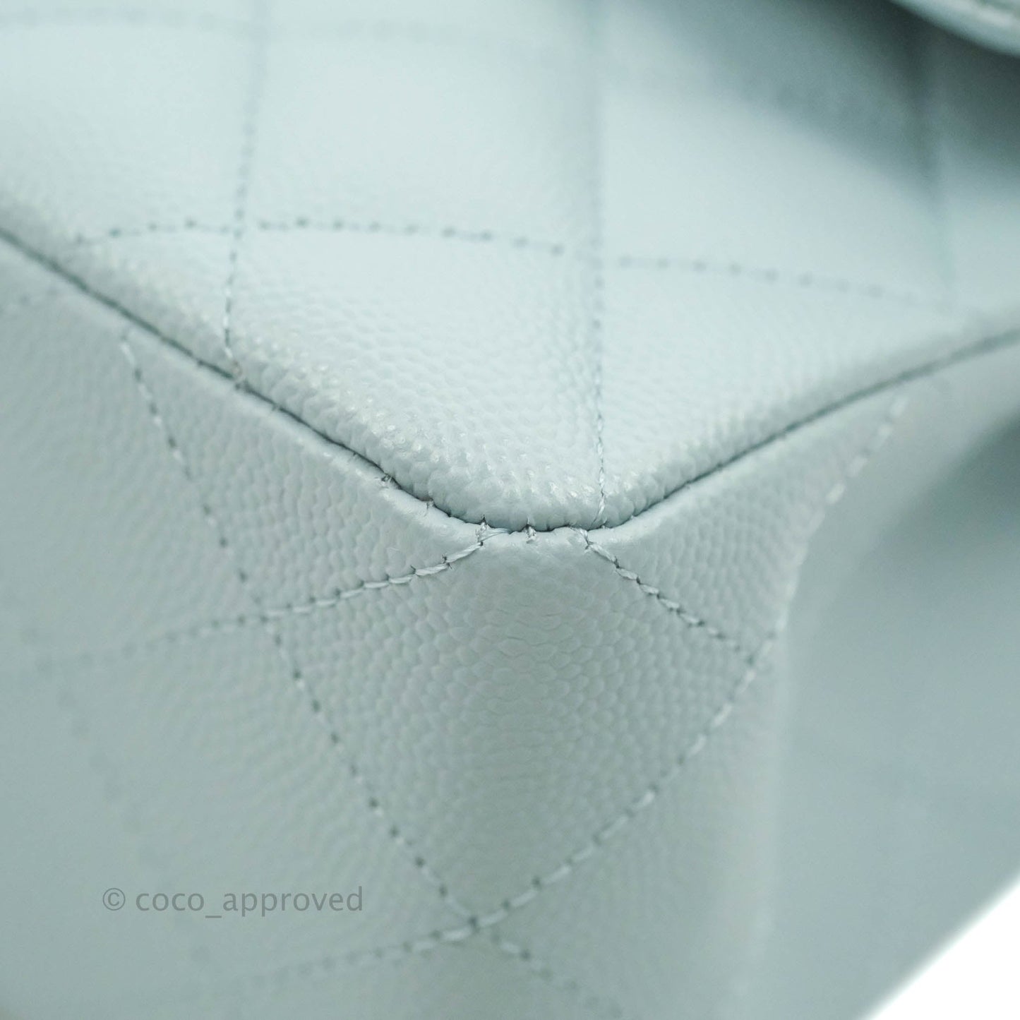 Chanel Small Classic Quilted Flap Light Blue Caviar Gold Hardware