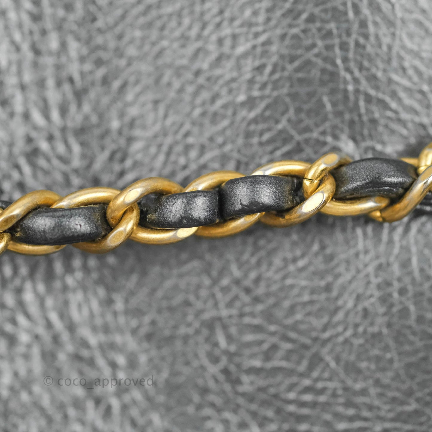 Chanel Quilted Drawstring Shopping Tote Bag Metallic Dark Grey Aged Calfskin Aged Gold Hardware