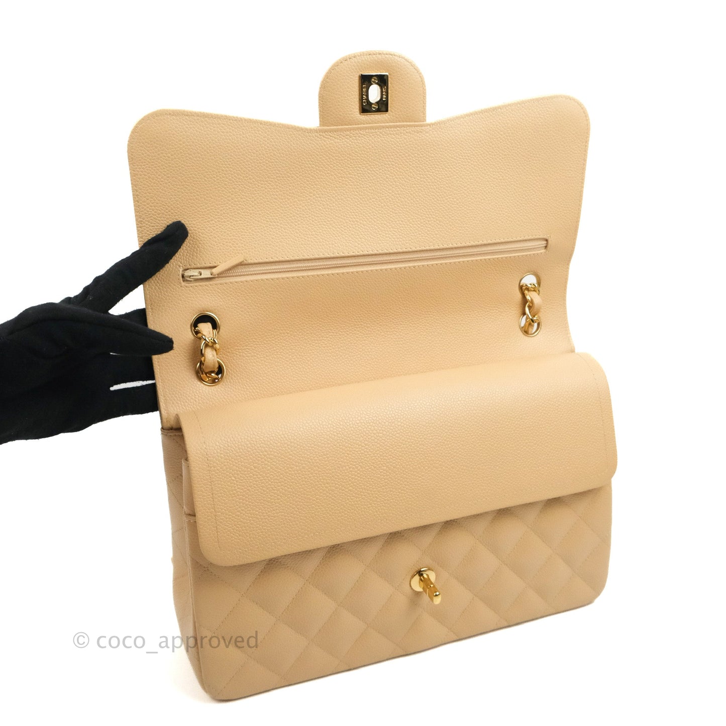 Chanel Jumbo Double Flap Beige Caviar Gold Hardware⁣⁣