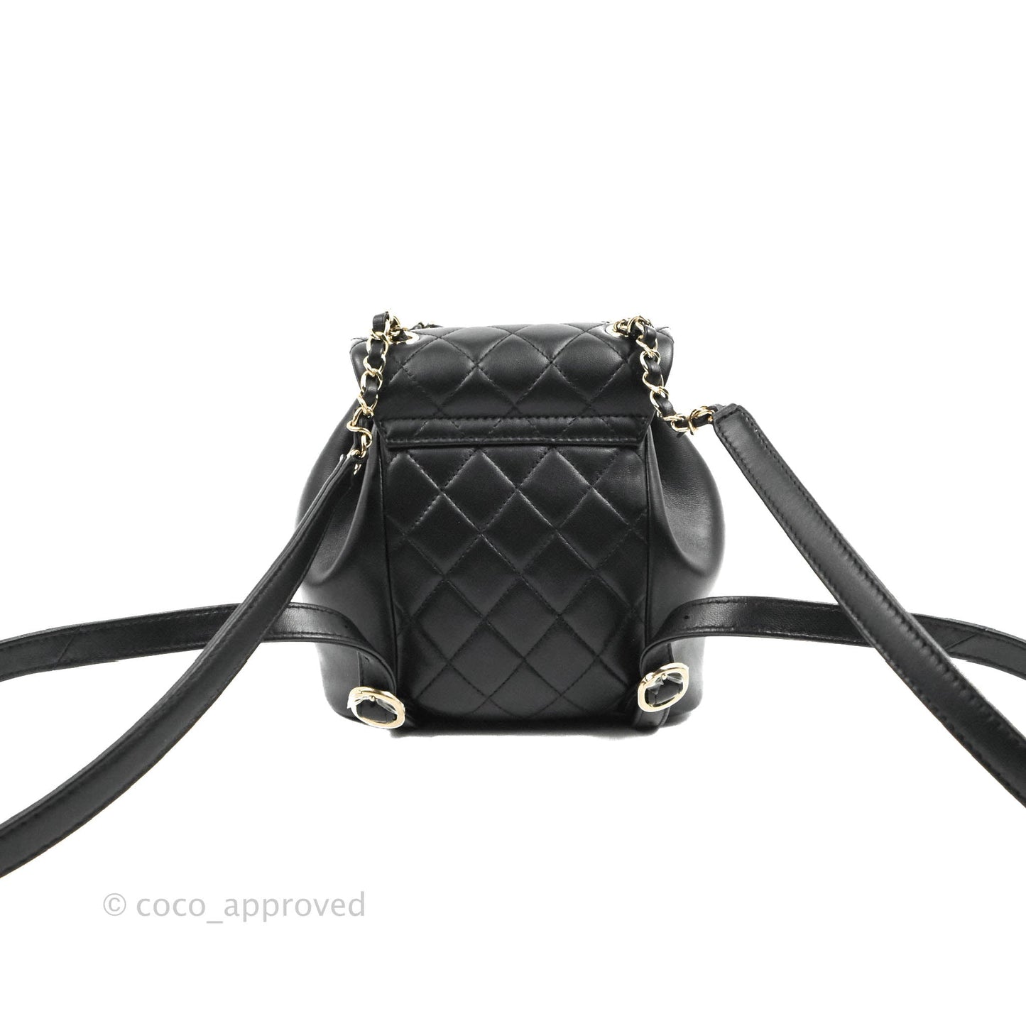 Chanel Quilted Small Duma Drawstring Backpack Black Lambskin 22A