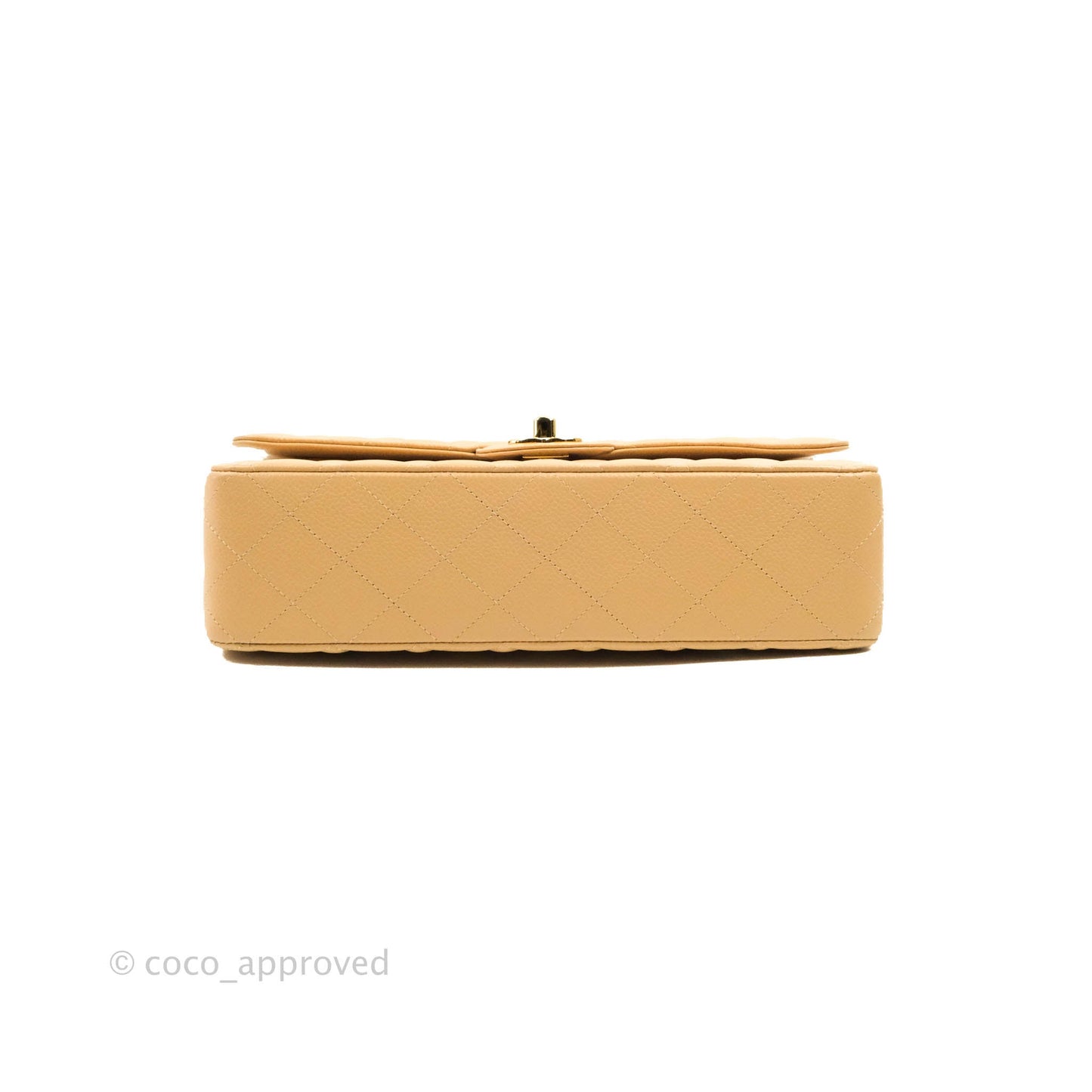 Chanel Classic M/L Medium Flap Quilted Beige Caviar Gold Hardware