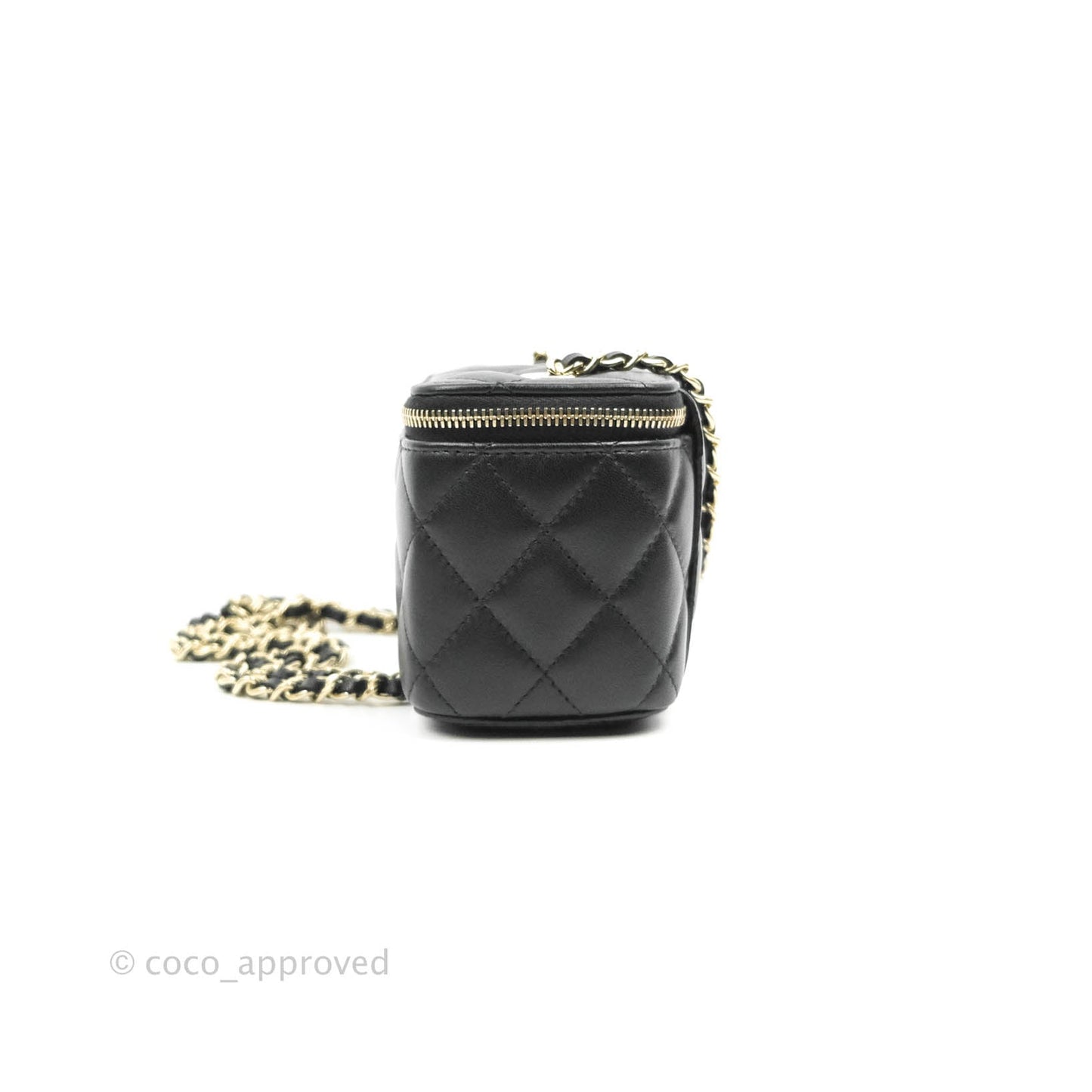 Chanel Mini Vanity With Chain Black Lambskin Gold Hardware