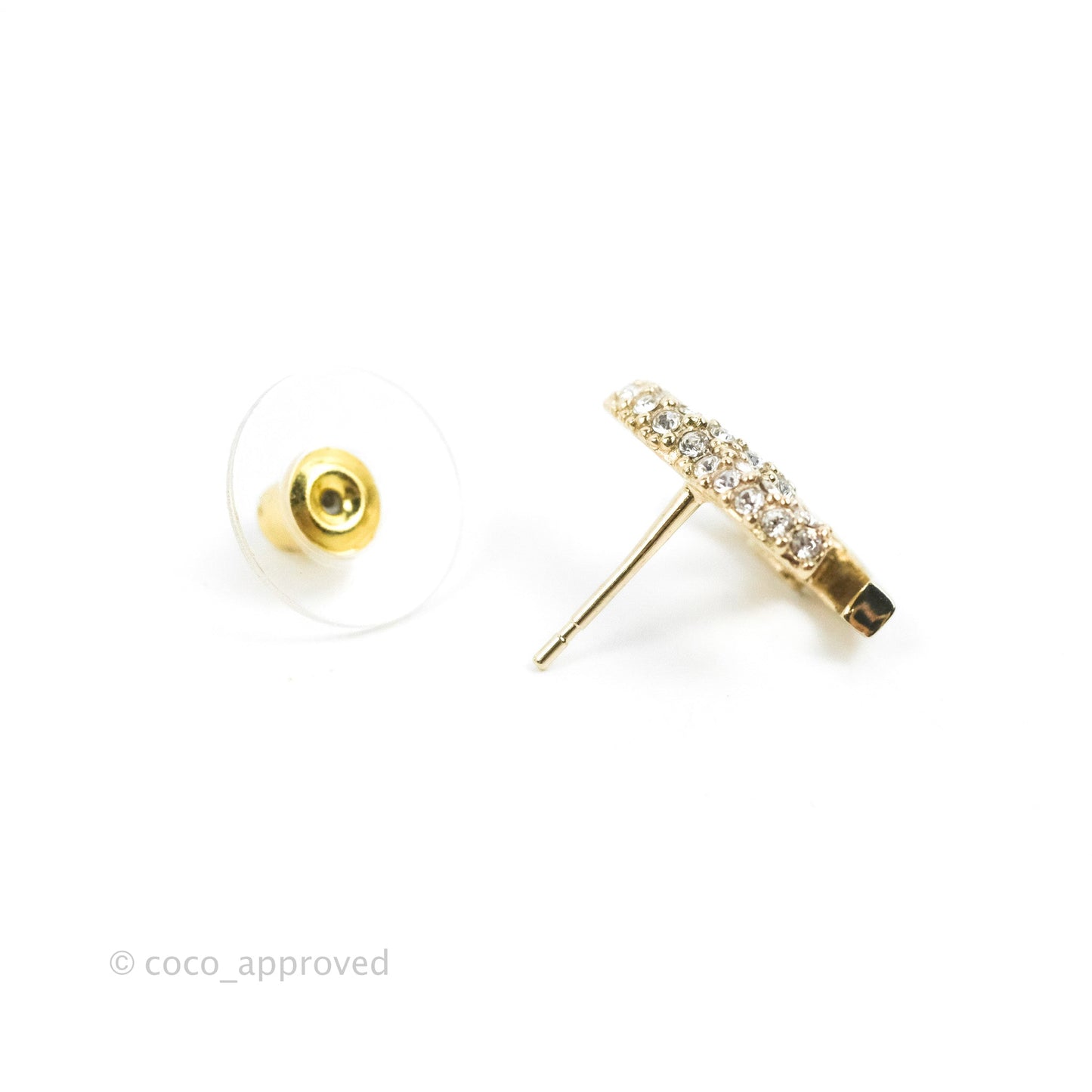 Chanel CC Crystal Earrings Gold Tone 22K