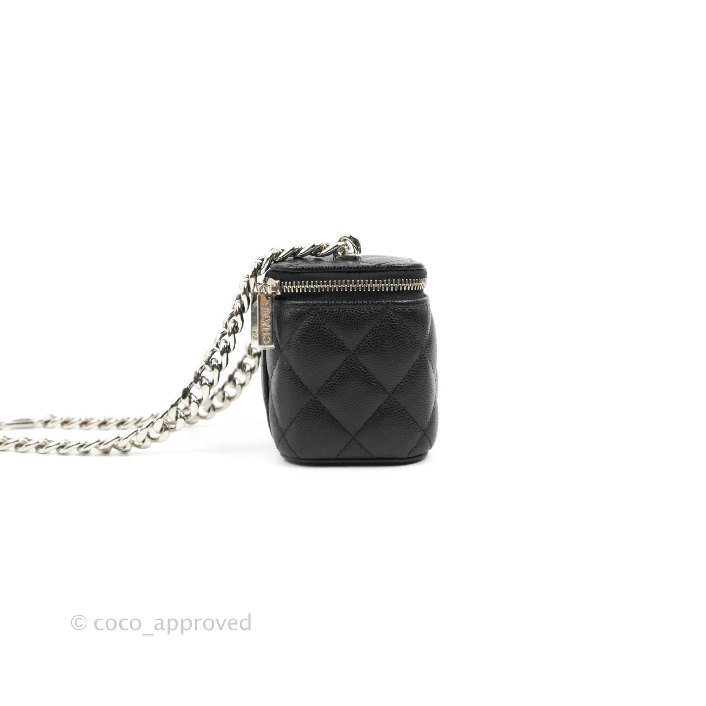 Chanel Mini Vanity With Coco Chain Black Caviar Silver Hardware