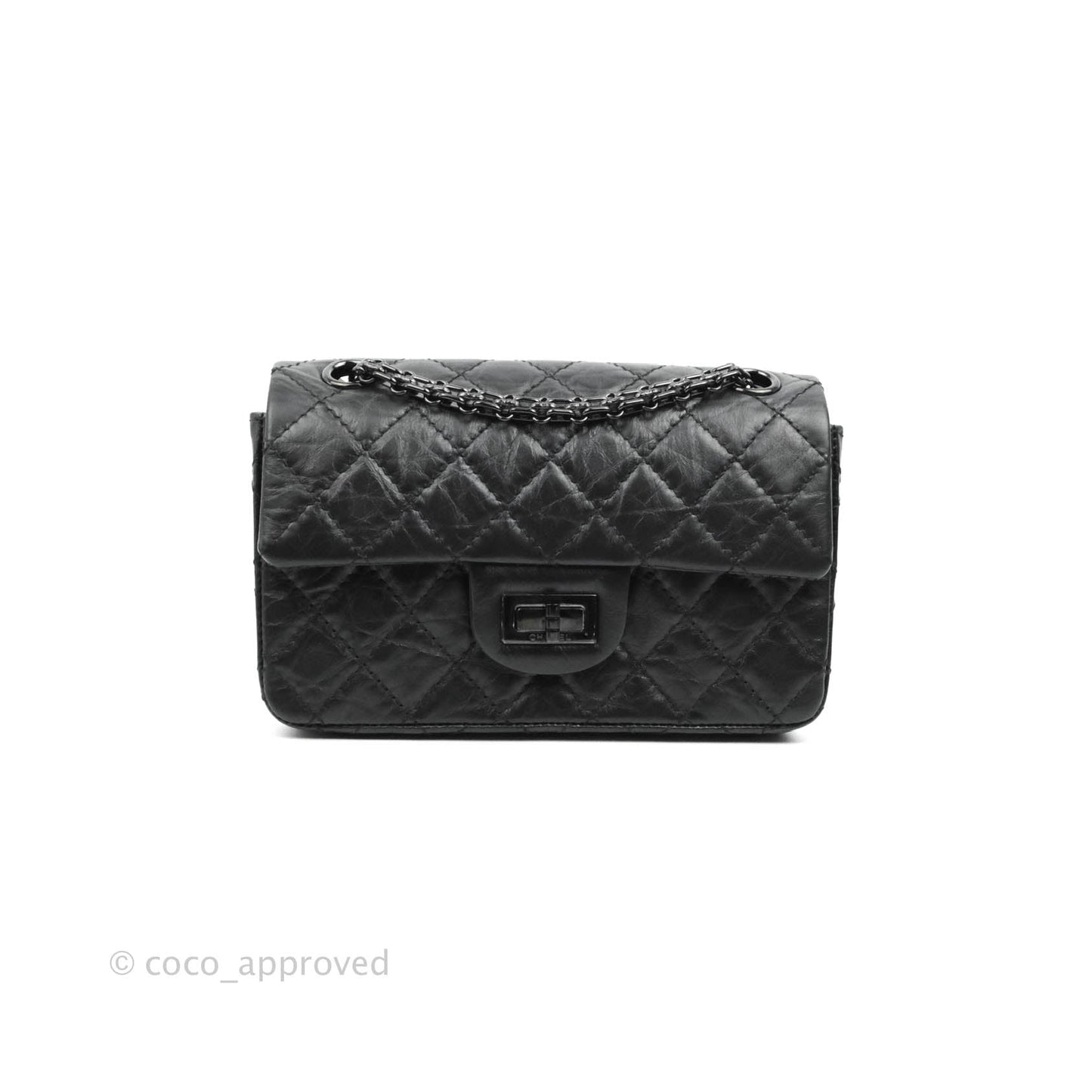Chanel Mini Reissue 224 So Black Quilted Aged Calfskin Black Hardware