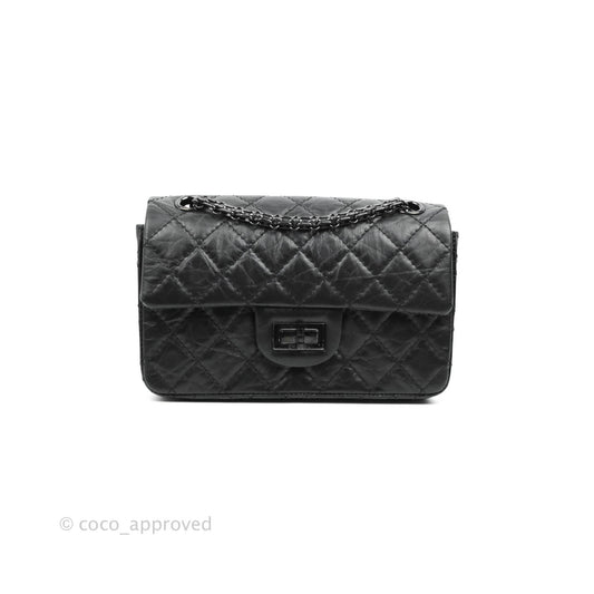 Chanel Mini Reissue 224 So Black Quilted Aged Calfskin Black Hardware