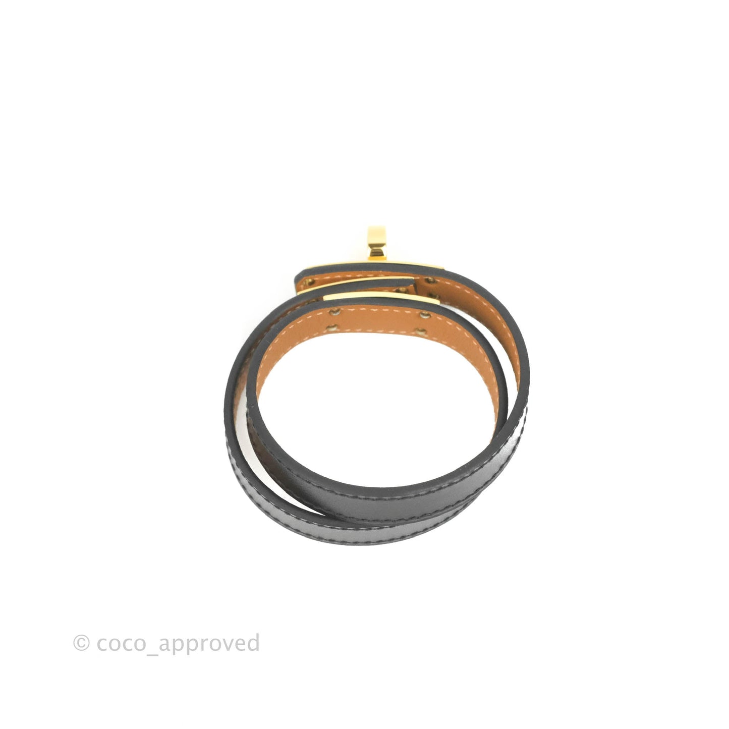 Hermès Kelly Double Tour Swift Bracelet in Black Gold Hardware