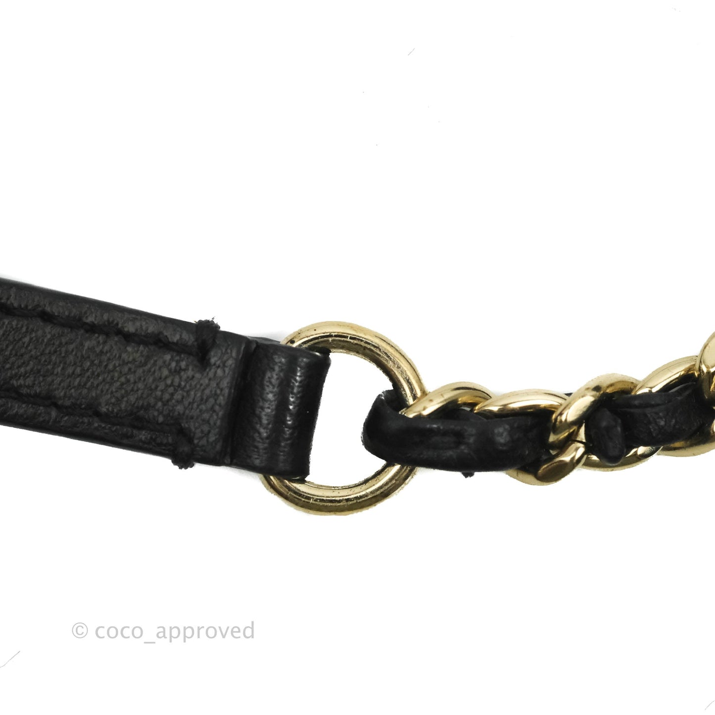 Chanel Logo Pearl Chain Flap Bag Black Lambskin Gold Hardware