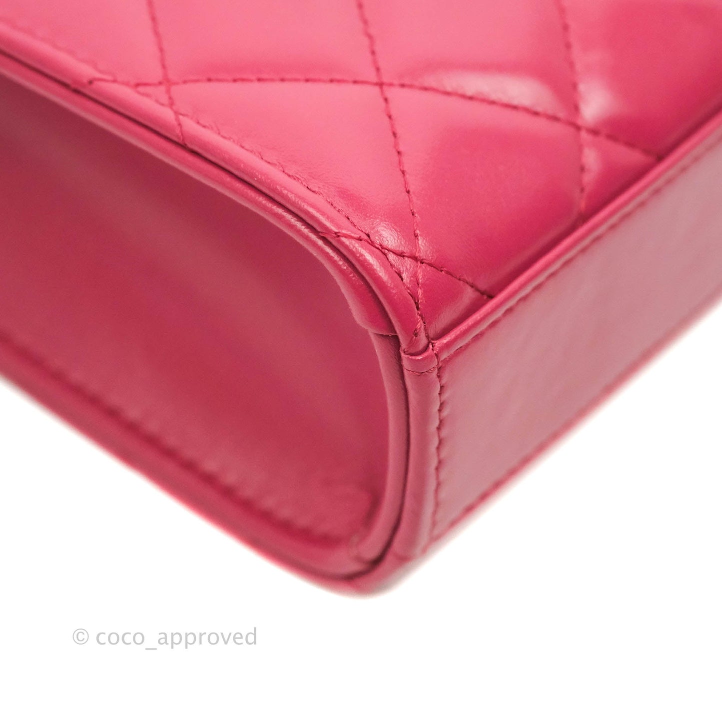 Chanel Quilted Perfect Fit Dark Pink Phone Holder Aged Gold Hardware
