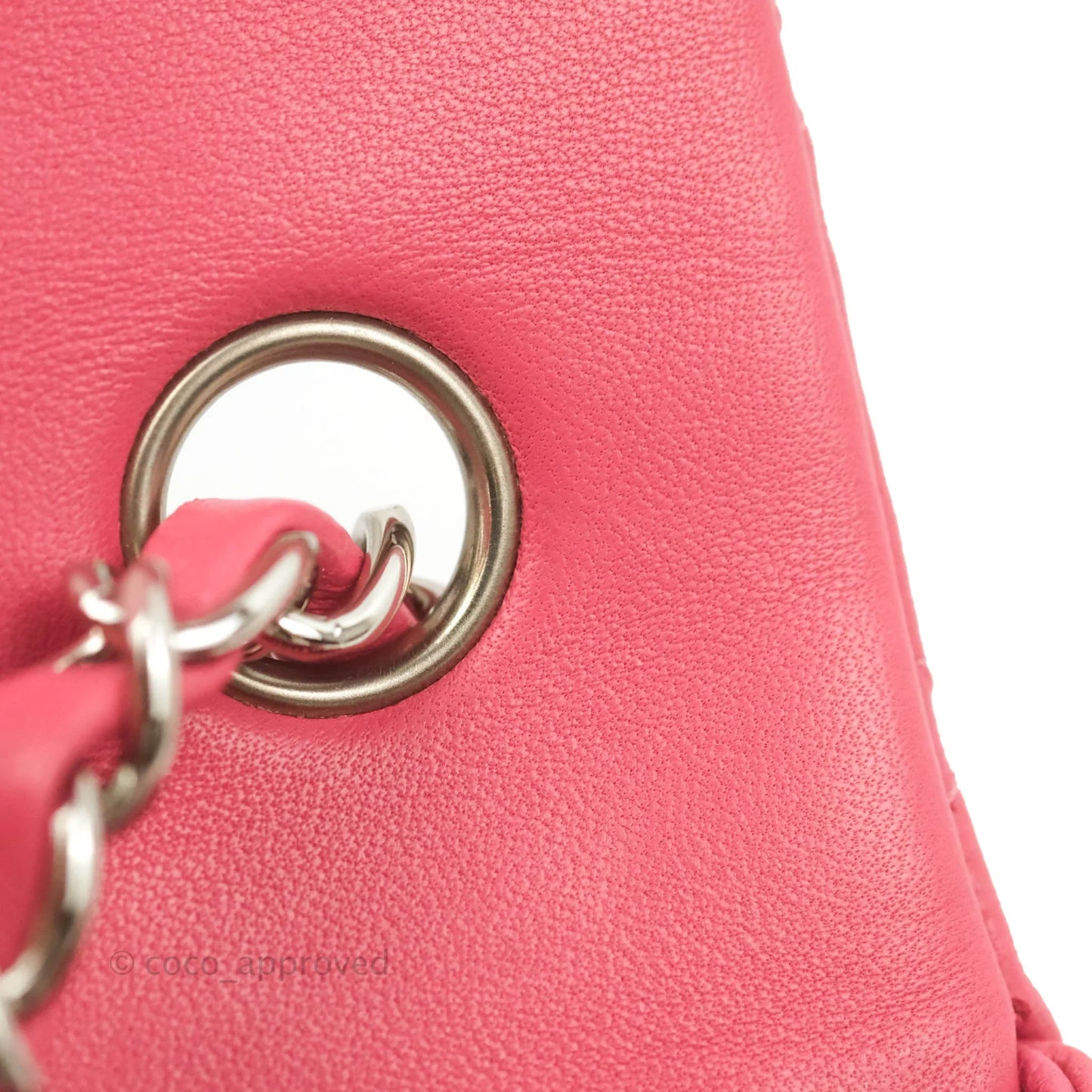 Chanel Quilted Mini Rectangular Flap Pink Lambskin Silver Hardware