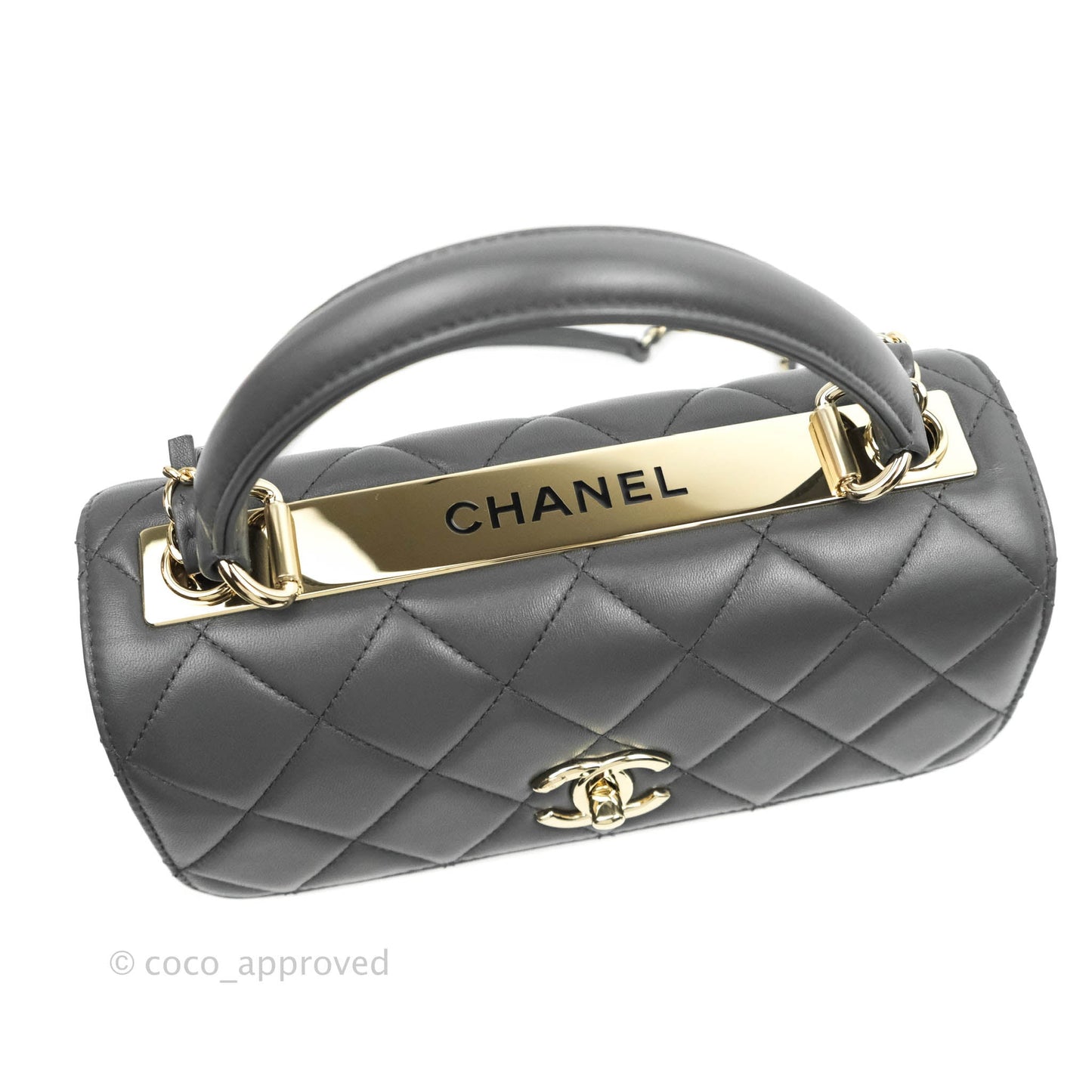 Chanel Small Quilted Trendy CC Dark Grey Lambskin Gold Hardware