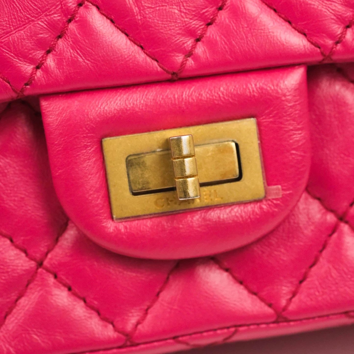 Chanel Mini Reissue 224 Fuschia Pink Aged Calfskin Aged Gold Hardware
