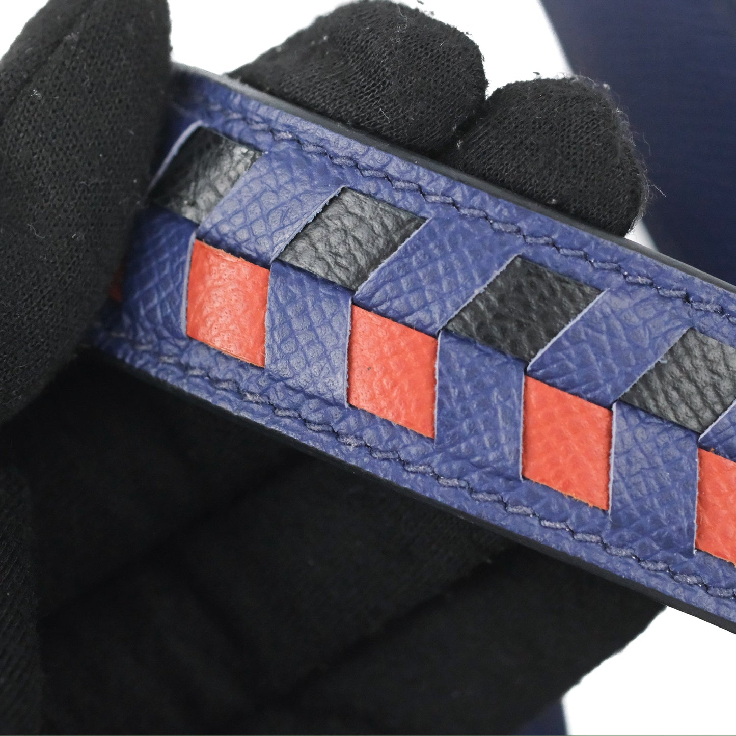 Hermès Tressage De Cuir Picotin Lock 22 Bleu Encre/Brique/Black Epsom Palladium Hardware