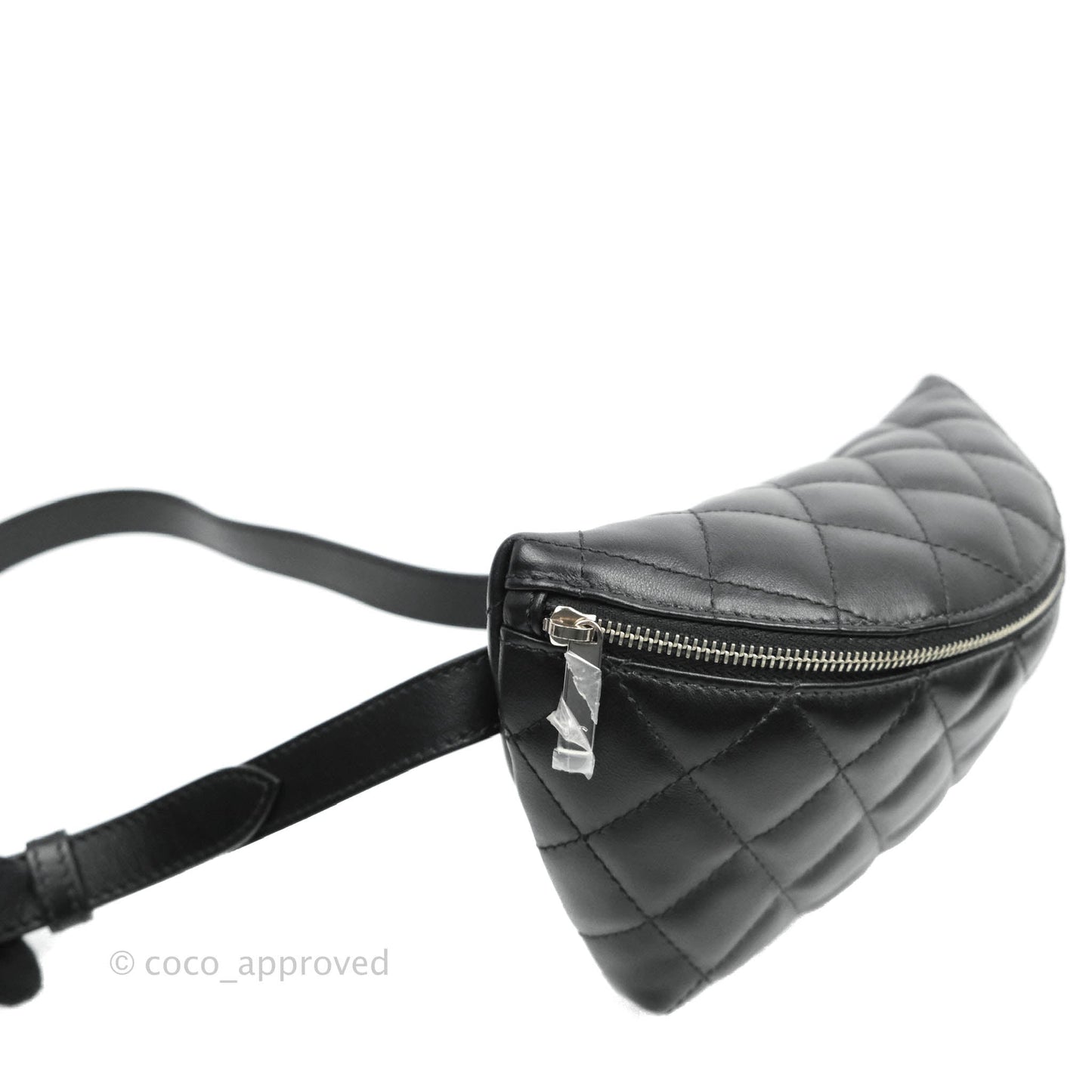 Chanel Quilted Belt Bum Bag Black Calfskin Silver Hardware (Uniform)