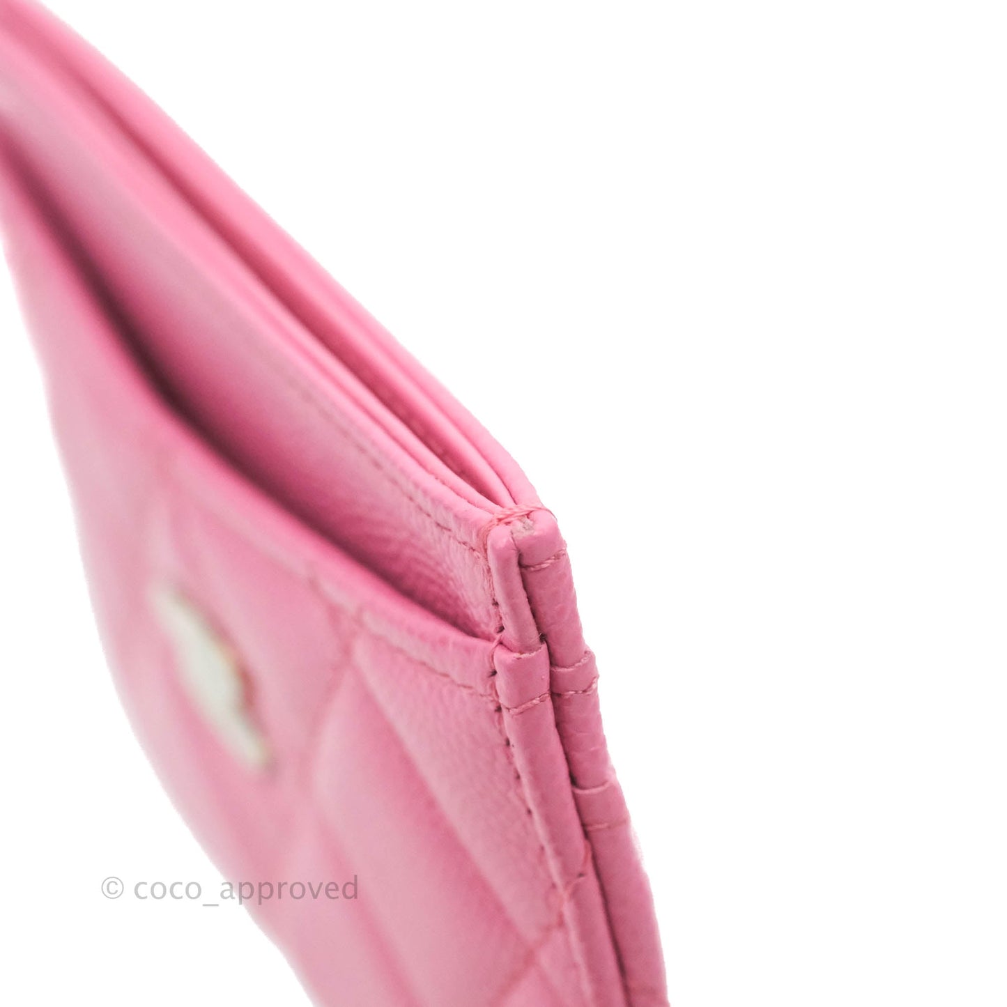 Chanel Classic Flat Card Holder Pink Caviar Gold Hardware