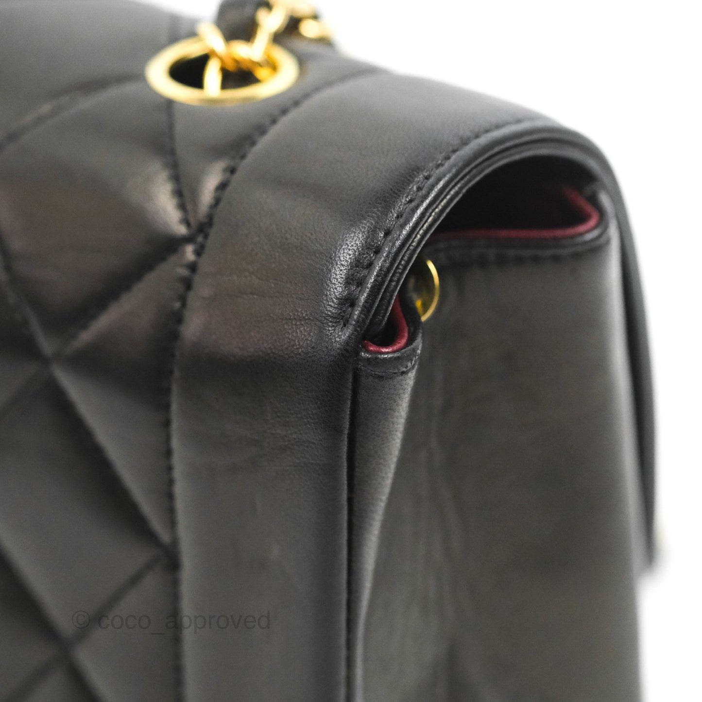 Chanel Vintage Small Quilted Classic Diana Flap Bag Black Lambskin 24K Gold Hardware