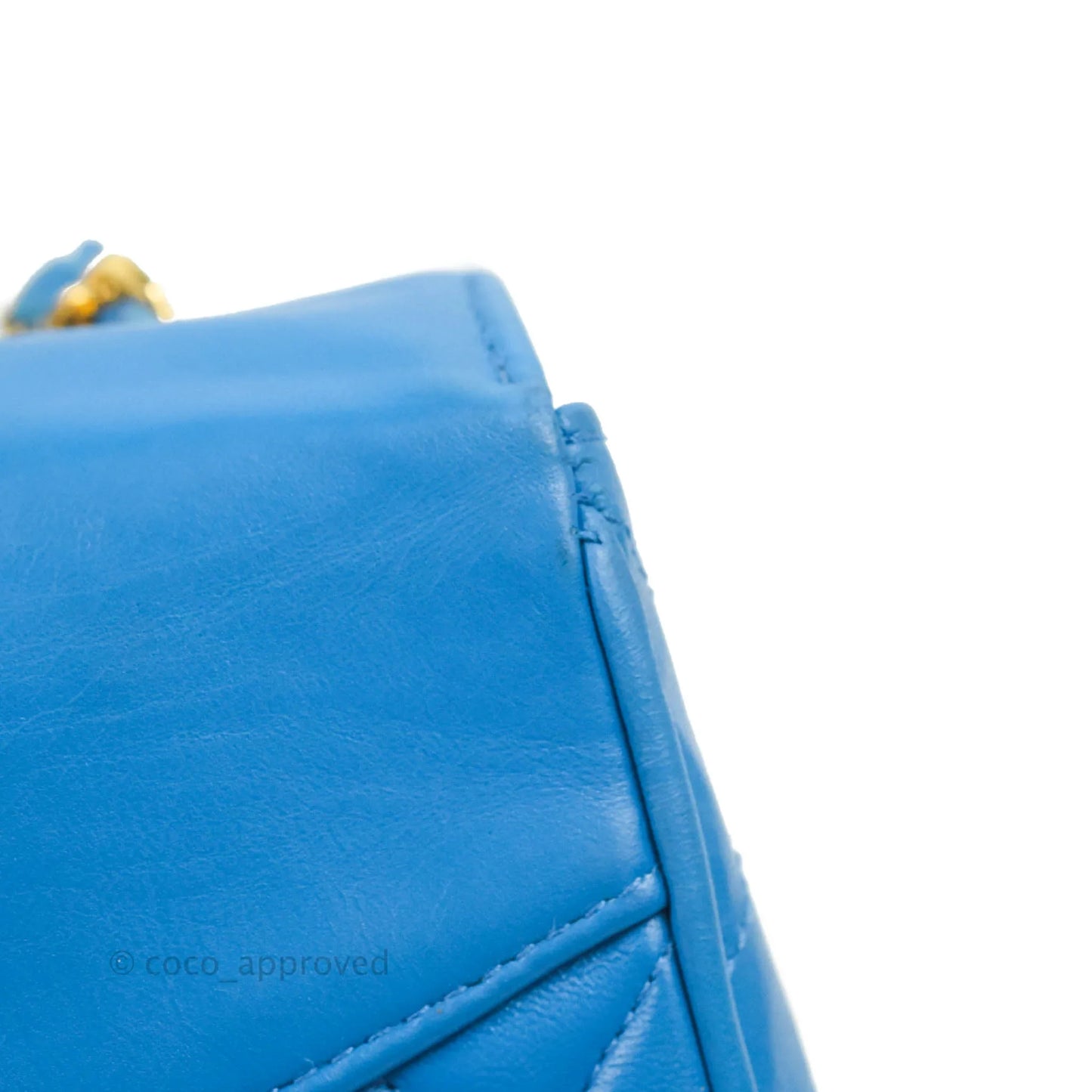 Chanel Vintage Trapezoid Flap Bag Blue Lambskin 24K Gold Hardware