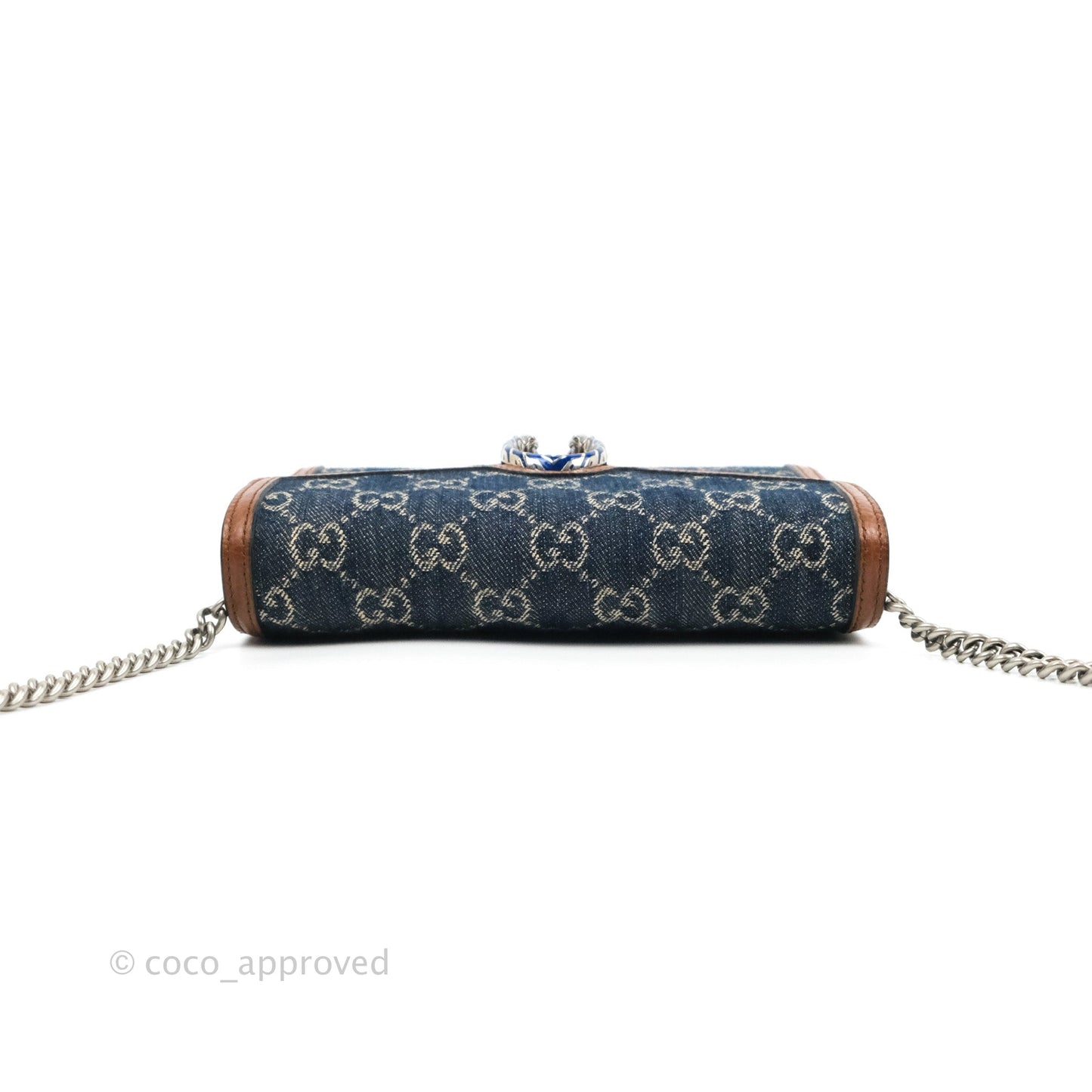 Gucci Denim GG Monogram Mini Dionysus Chain Wallet
