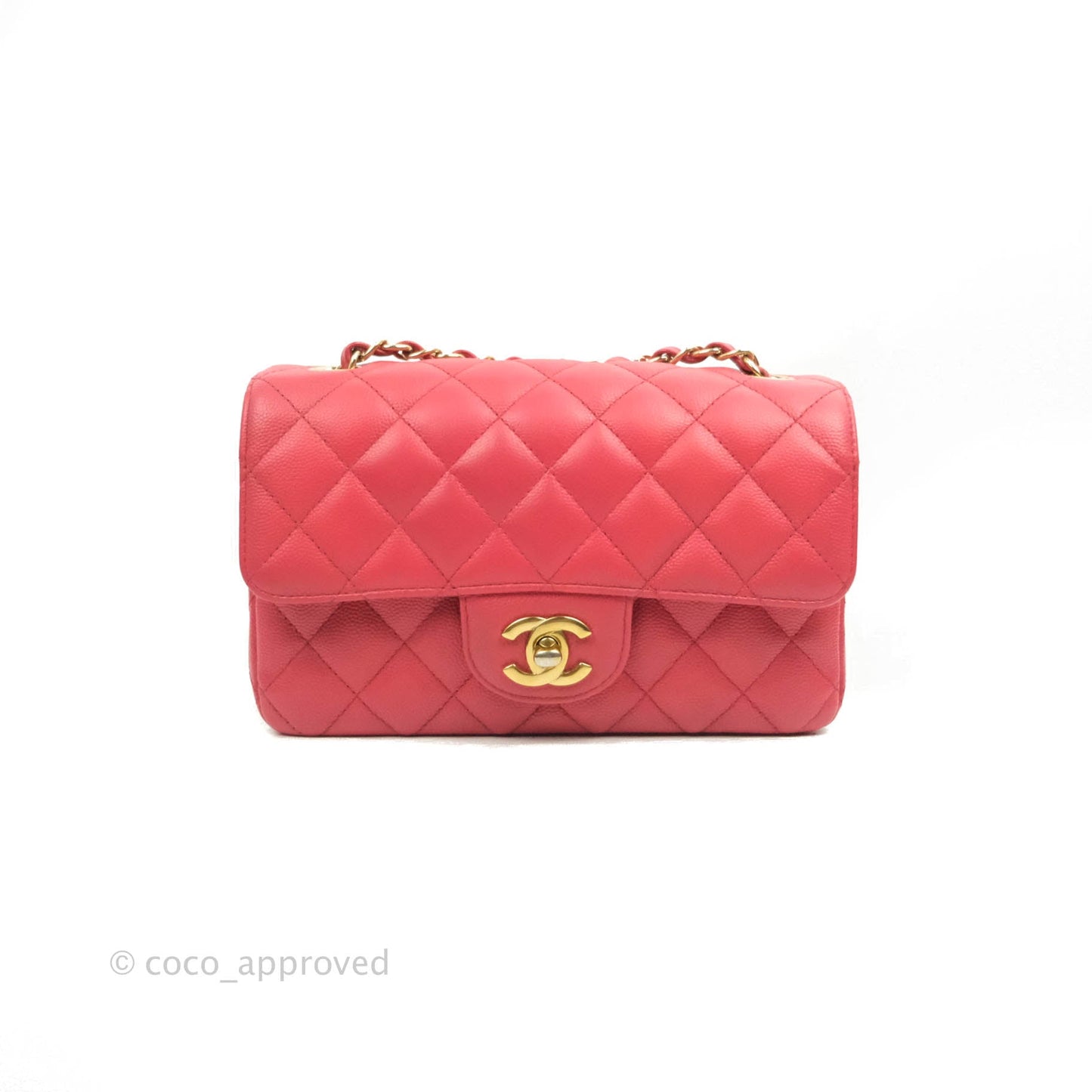 Chanel Quilted Mini Rectangular Flap Pink Caviar Gold Hardware 17C