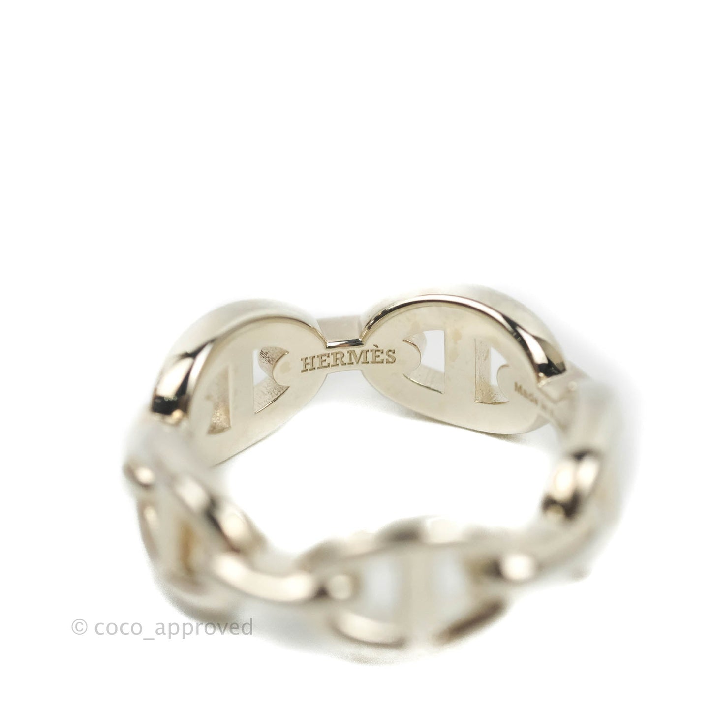Hermès Sterling Silver PM Chaine d'Ancre Enchainee Band Ring 54
