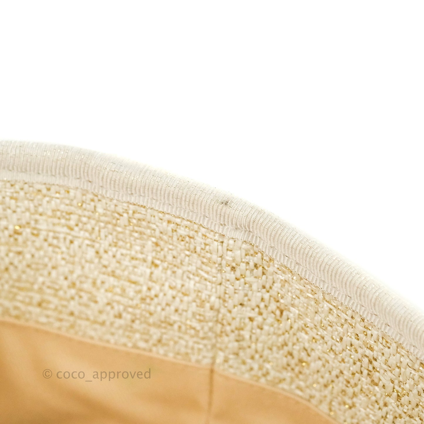 Chanel Large Deauville Ivory/Gold Canvas Gold Hardware