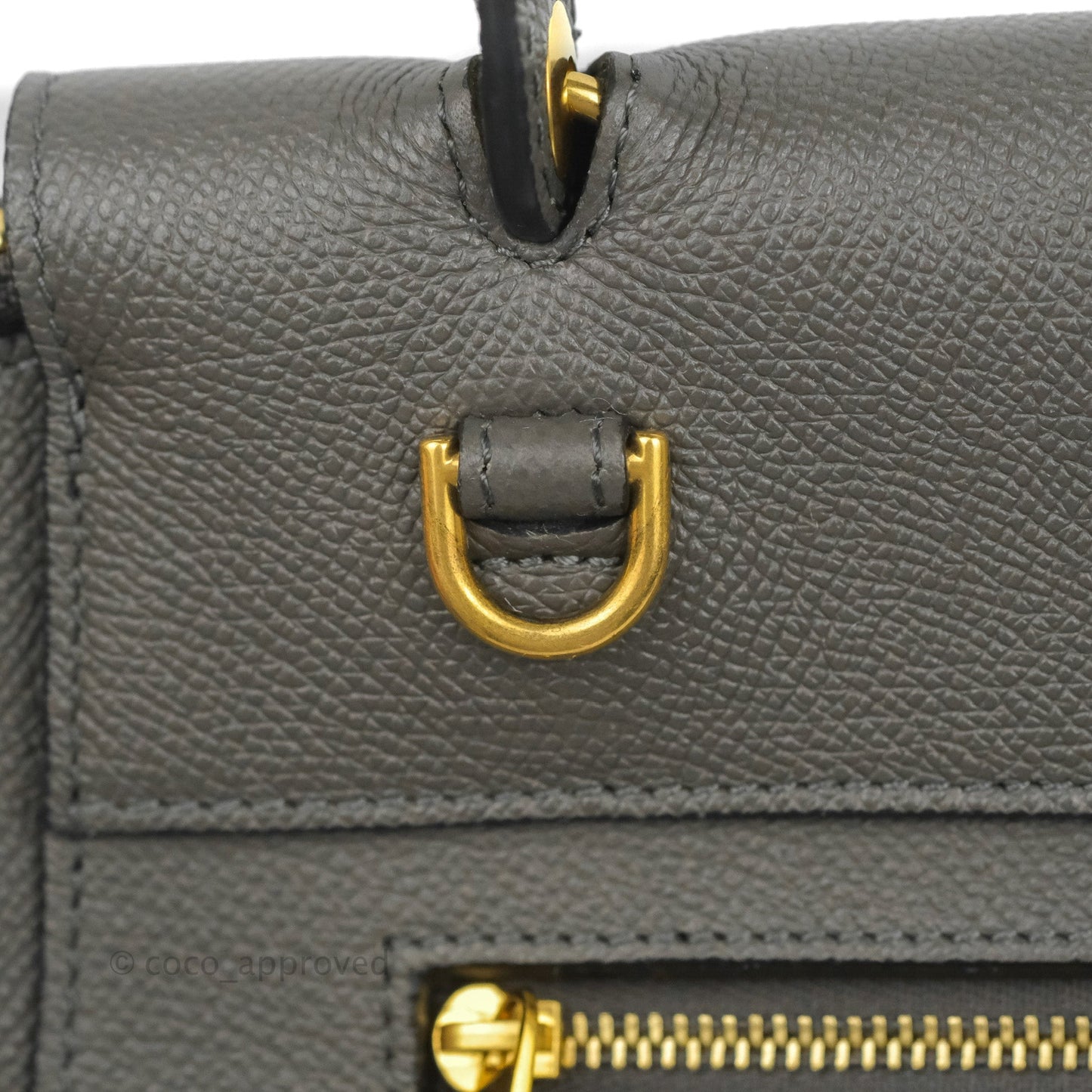 Celine Micro Belt Bag Grey Grained Calfskin Gold Hardware