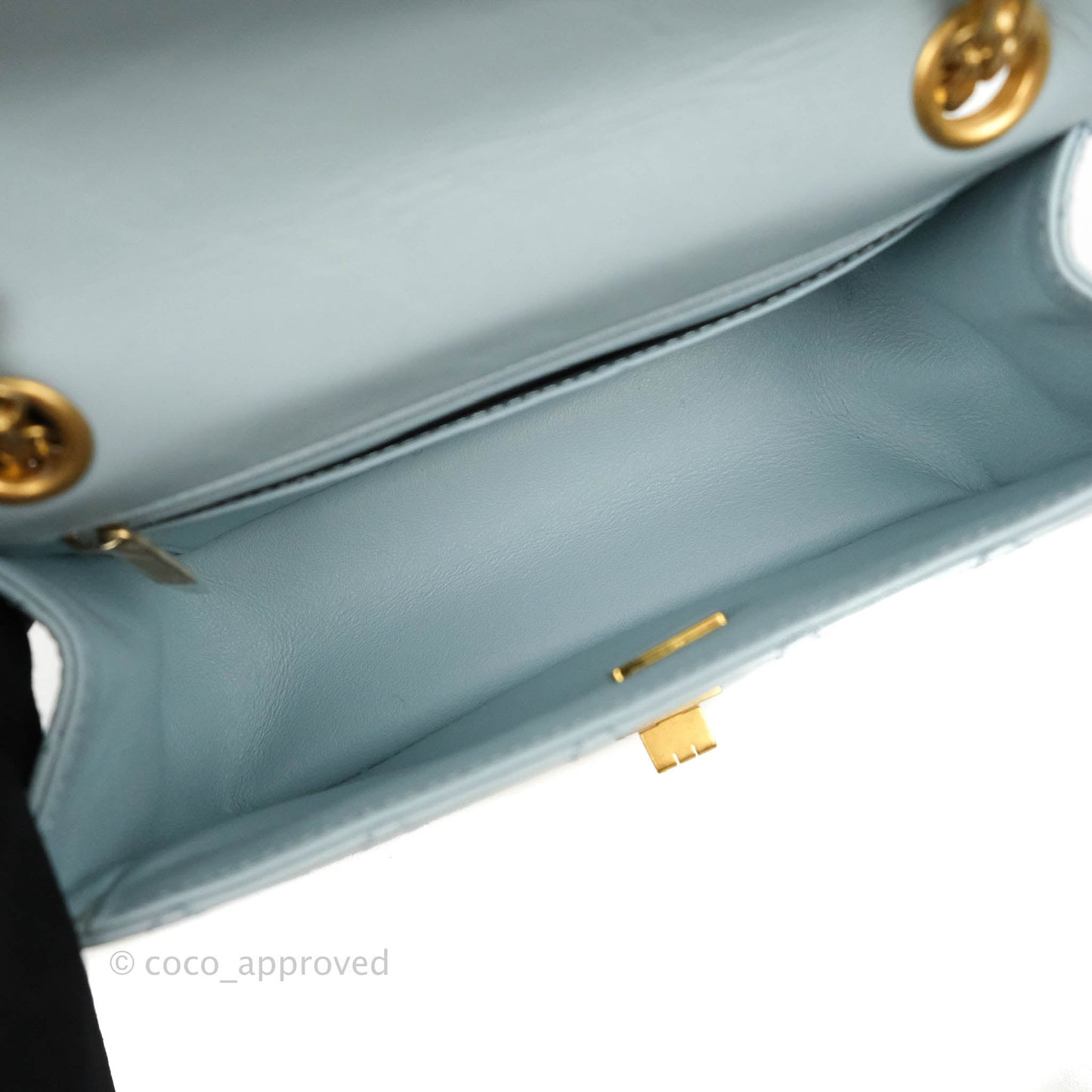 Chanel Mini Reissue 224 Light Blue Aged Calfskin Aged Gold Hardware