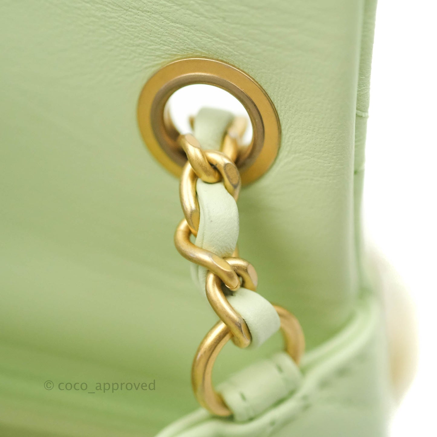 Chanel Pearl Crush Mini Square Quilted Avocado Green Lambskin Aged Gold Hardware