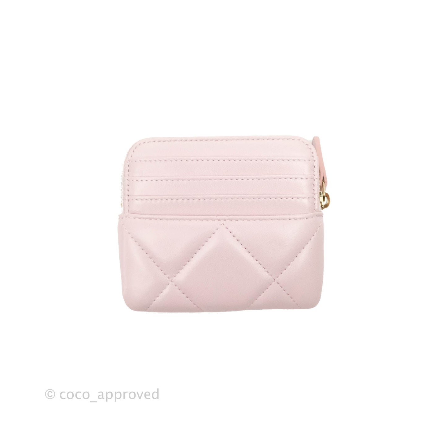 Chanel 19 Zip Card Holder Light Pink Lambskin Gold Hardware