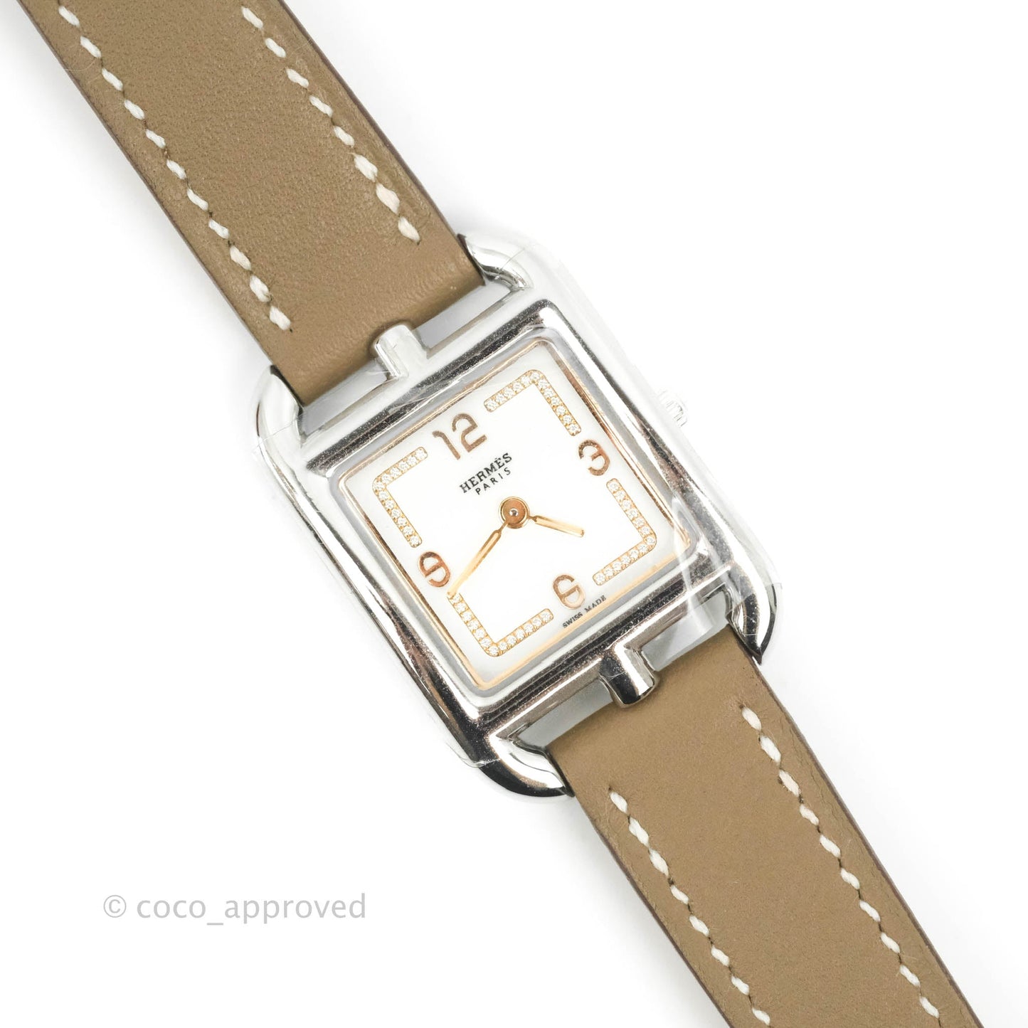 Hermès Cape Cod Serti-Swift Etoupe Watch Palladium Hardware