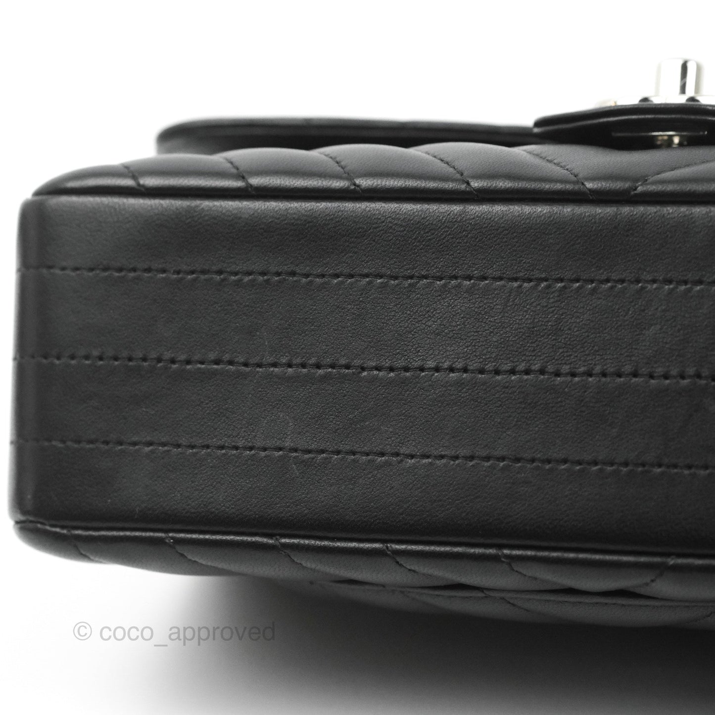 Chanel Small Classic Flap Chevron Black Lambskin Silver Hardware 21C