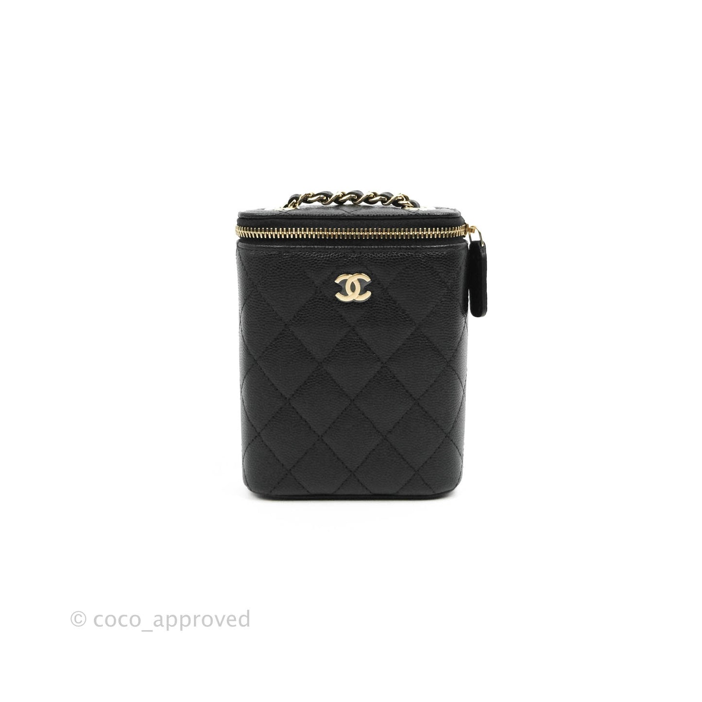 Chanel Classic Mini Vanity With Chain Black Caviar Gold Hardware