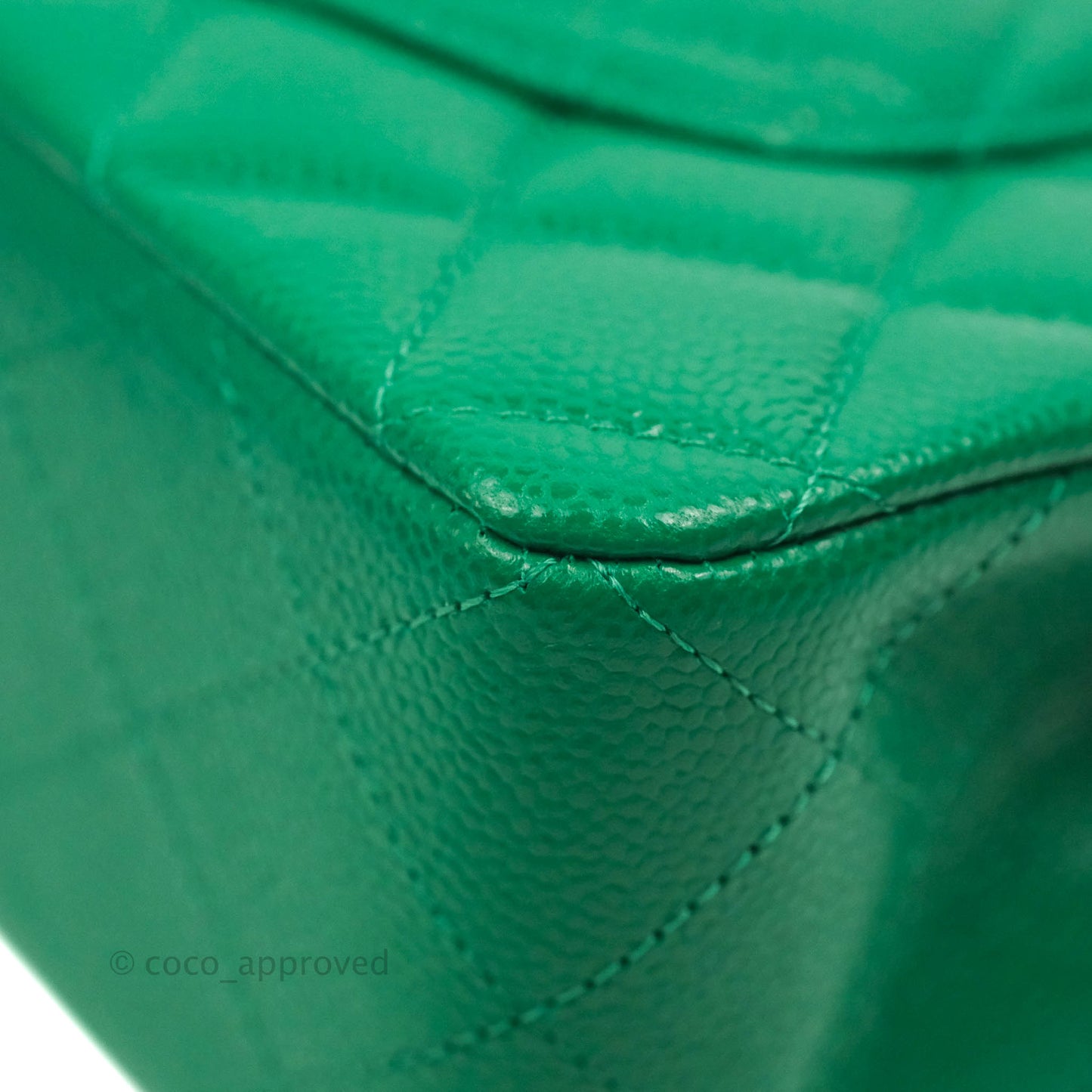 Chanel Small Classic Quilted Flap Green Caviar Silver Hardware 20B